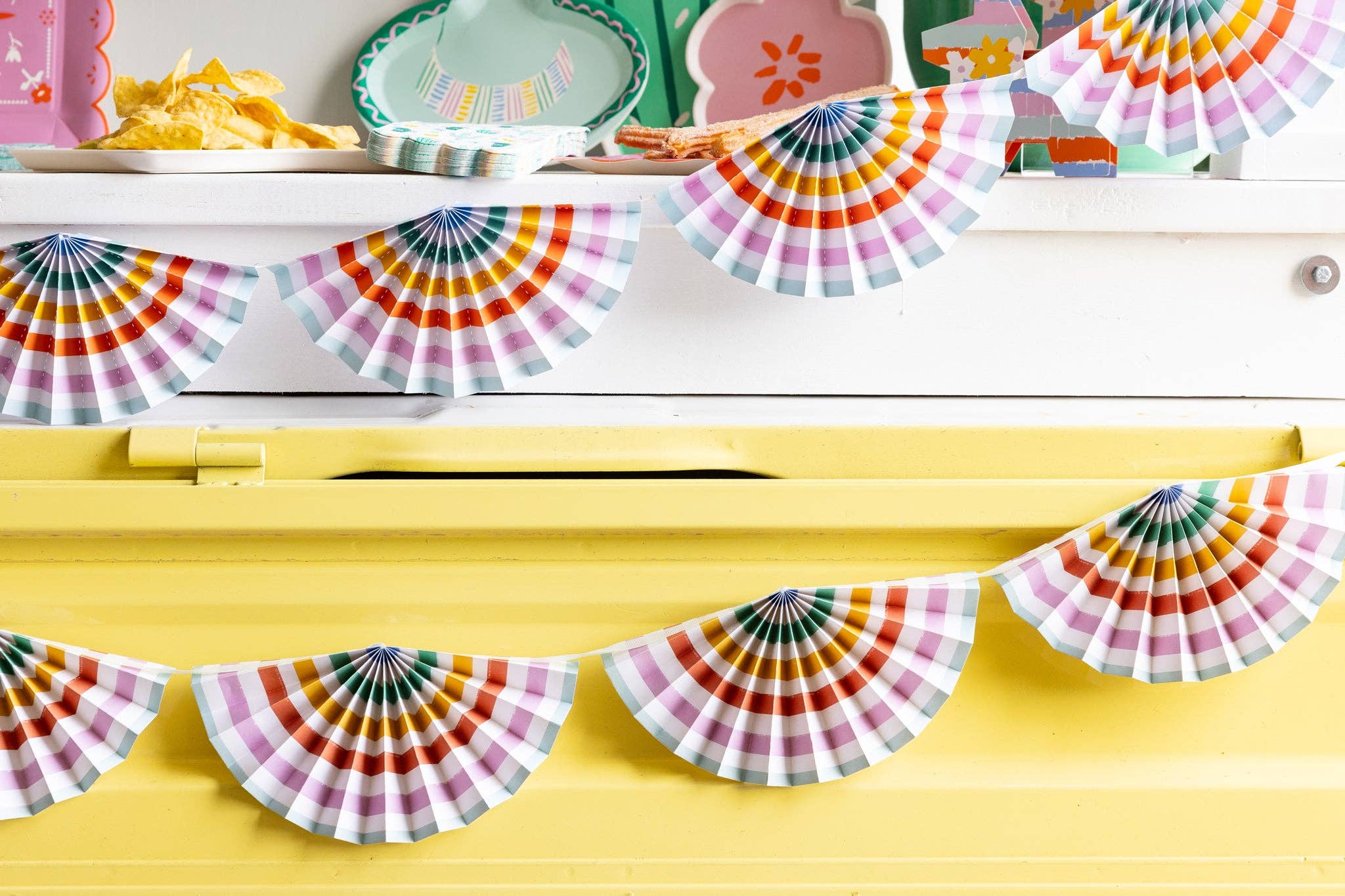 Fiesta Striped Paper Fan Banner - bubblegum market