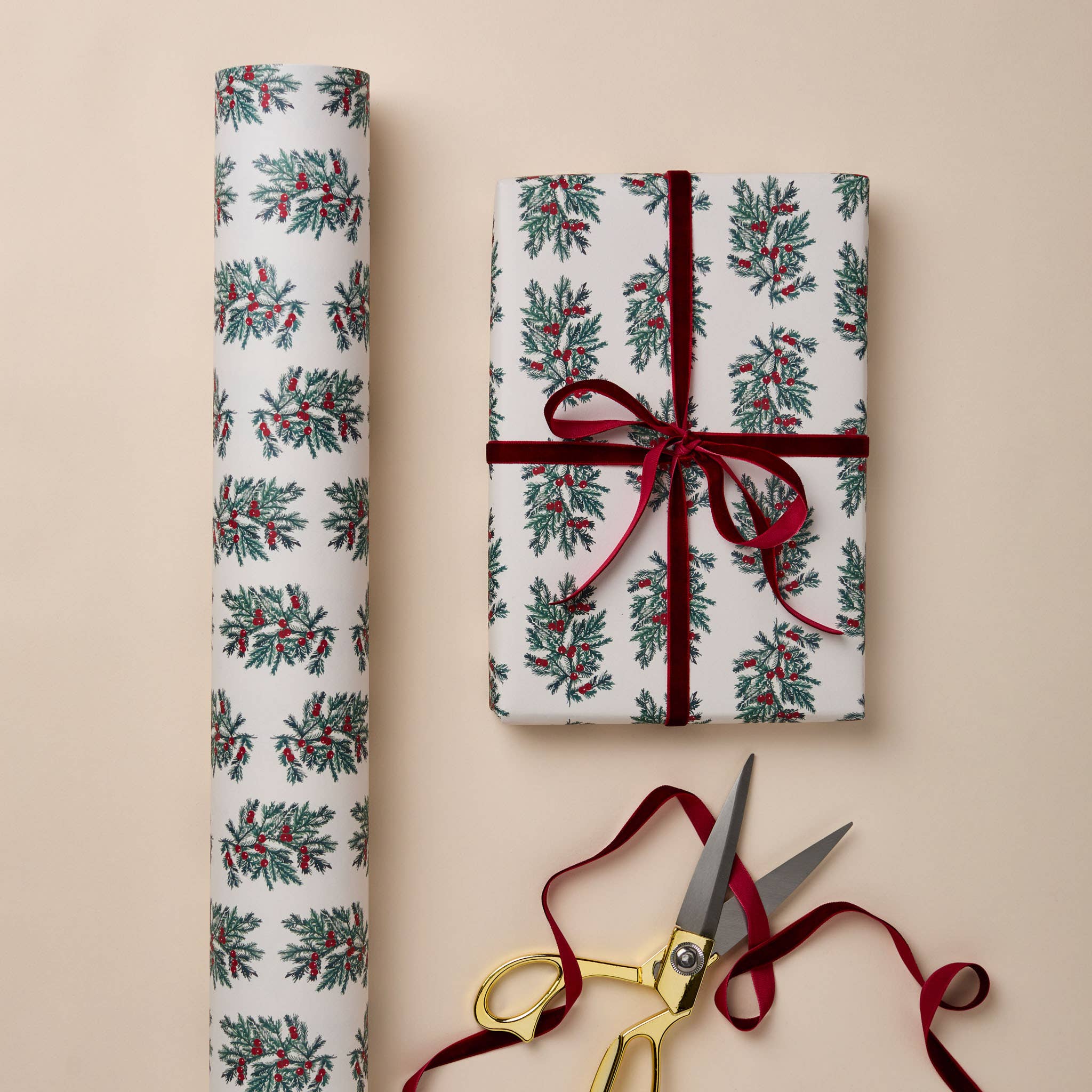 FIR & BERRIES Holiday Gift Wrap Sheet - bubblegum market
