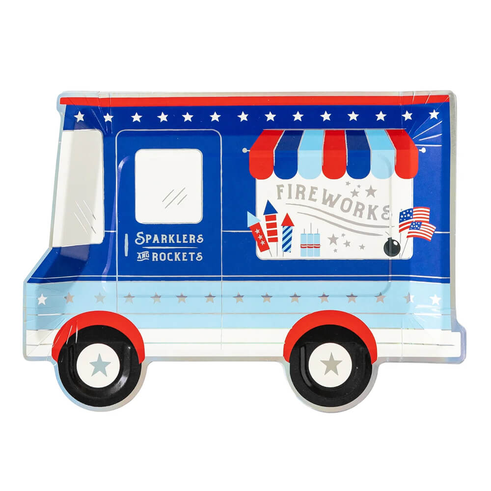 Firework Truck Shaped Paper Plates 10" - bubblegum market