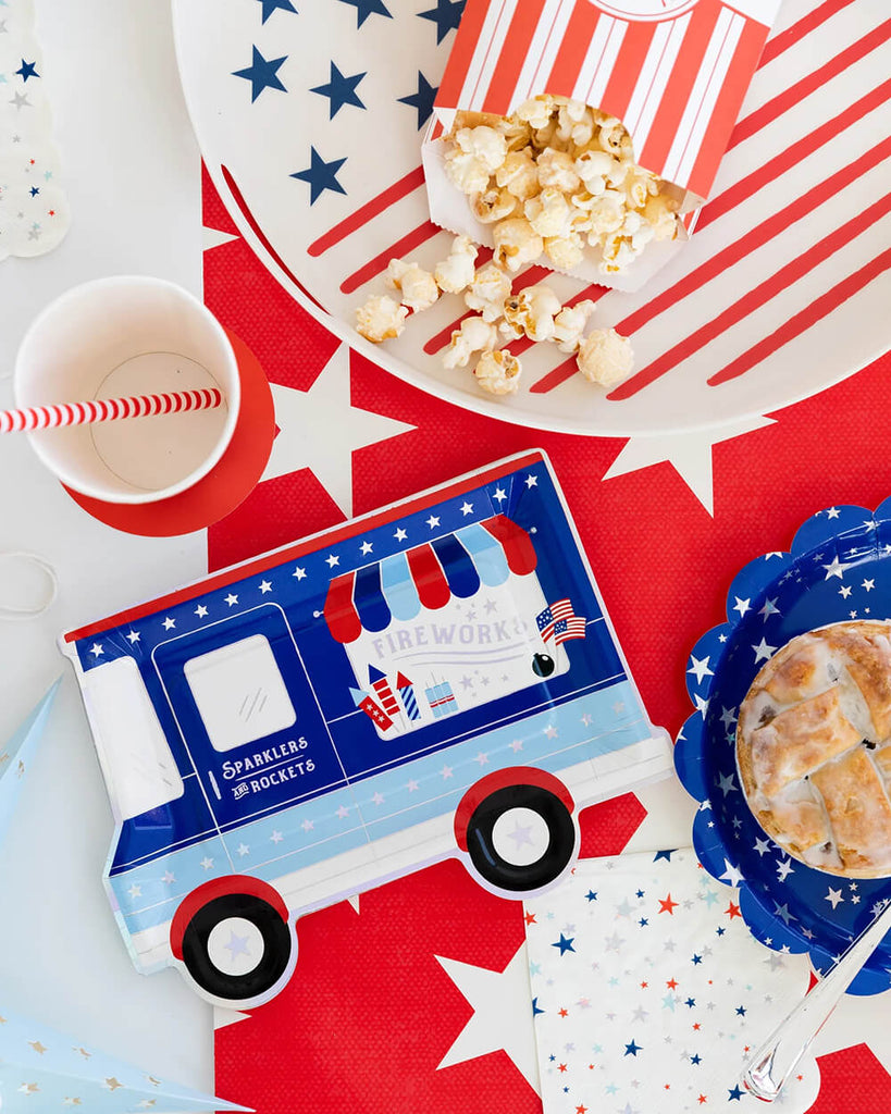 firework-truck-shaped-paper-plates-4th-of-july-party-my-minds-eye-red-white-blue-styled