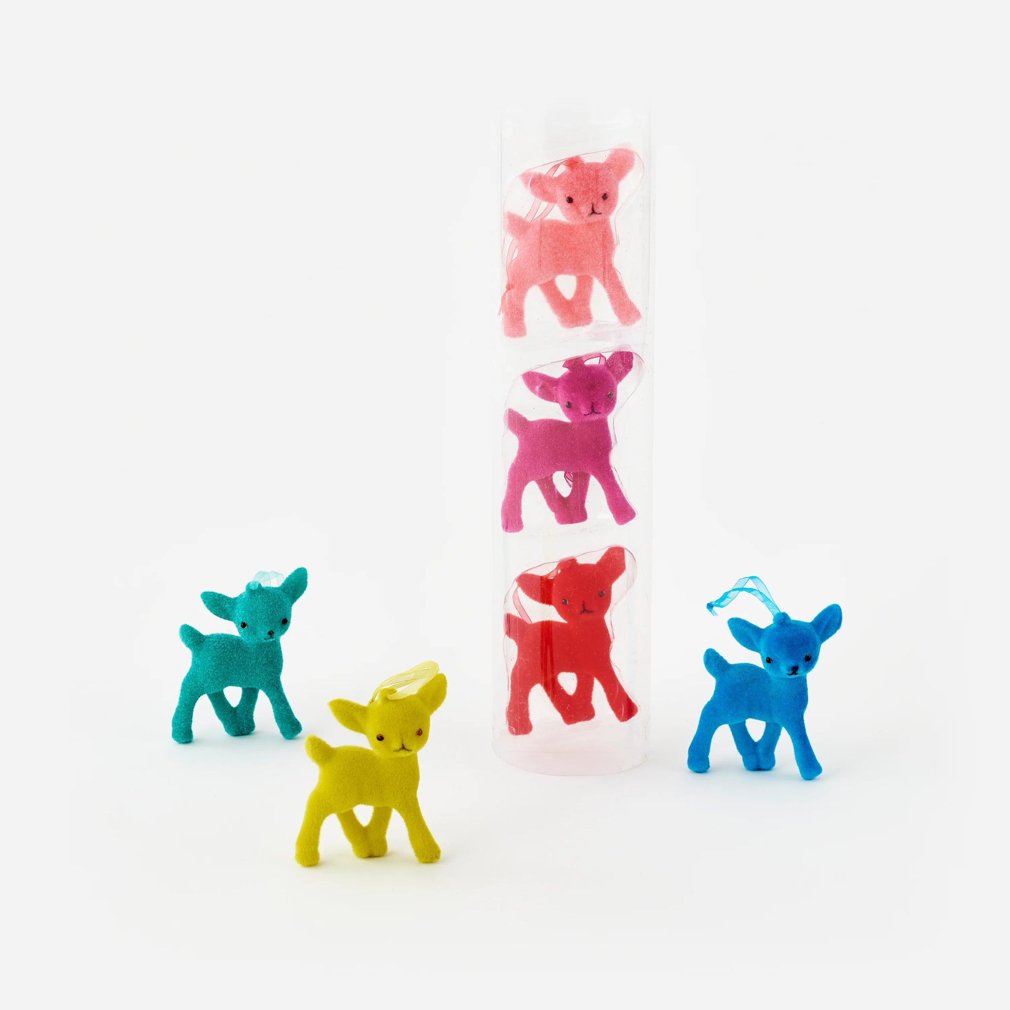 Flocked Deer Ornament Set 3" - bubblegum market