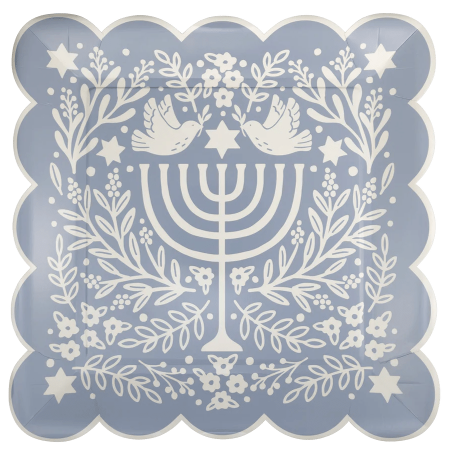 Floral Menorah Hanukkah Plates 10" - bubblegum market
