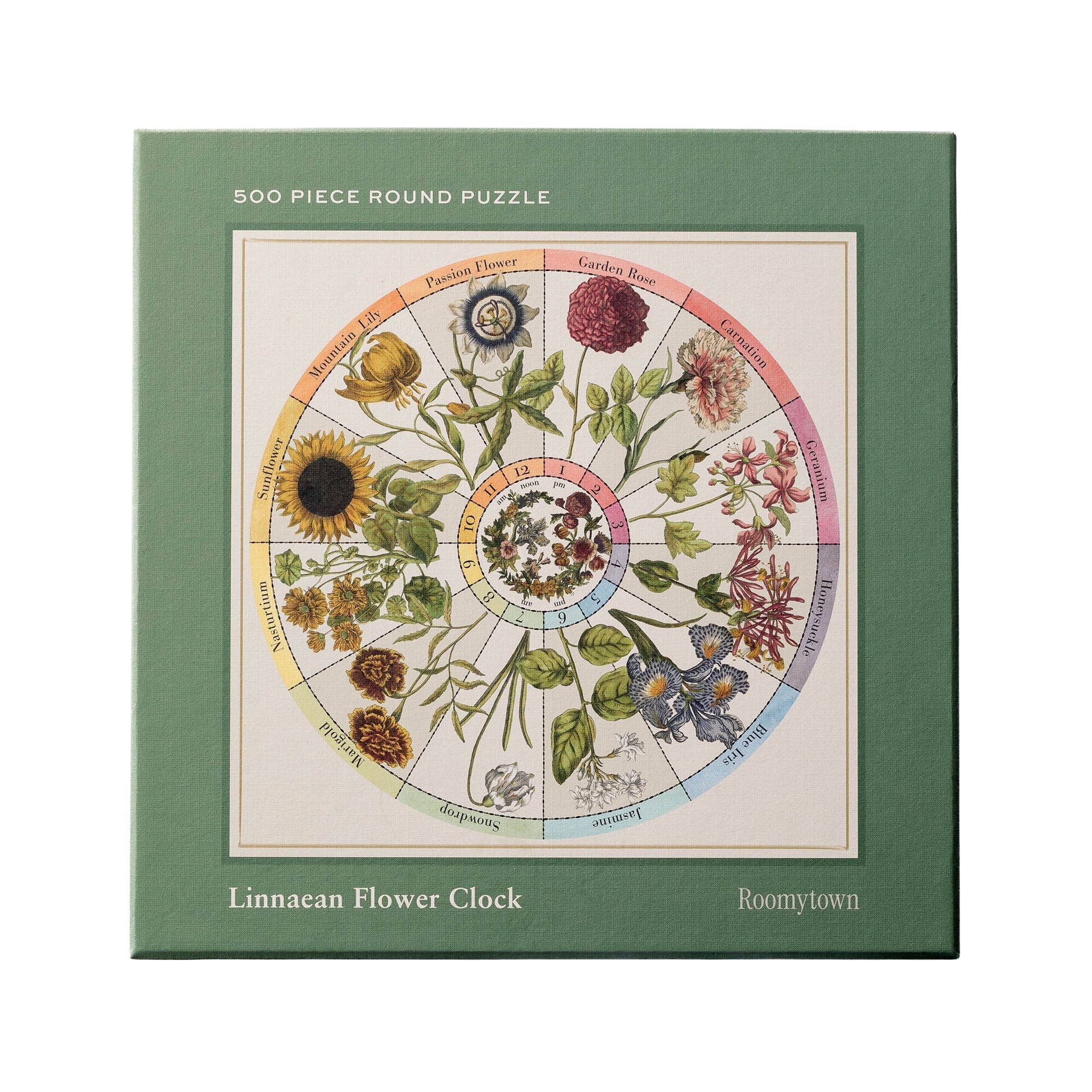 Flower Clock 500 - Piece Round Jigsaw Puzzle - bubblegum market