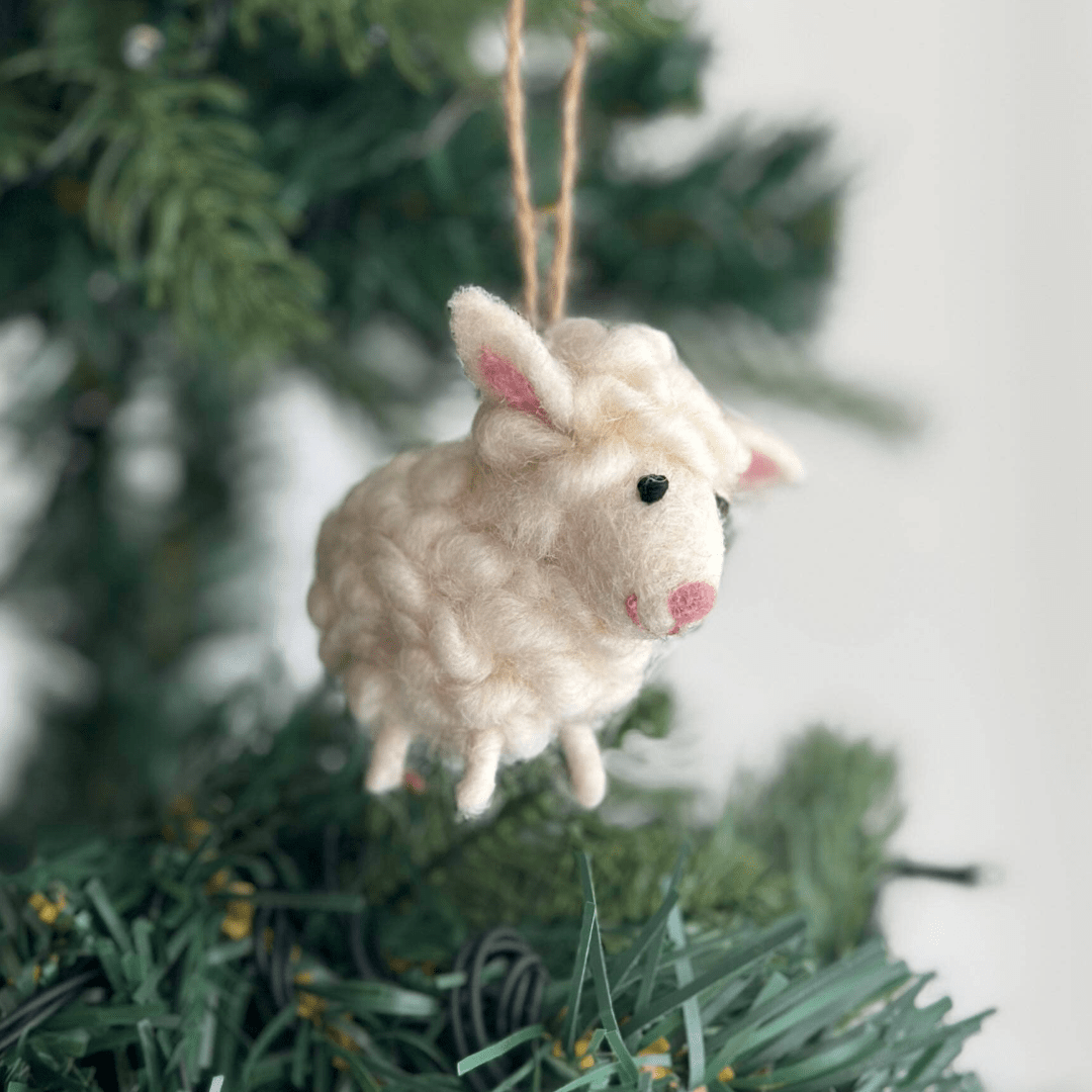 Fluffy Sheep Wool Felt Ornament 3" - bubblegum market