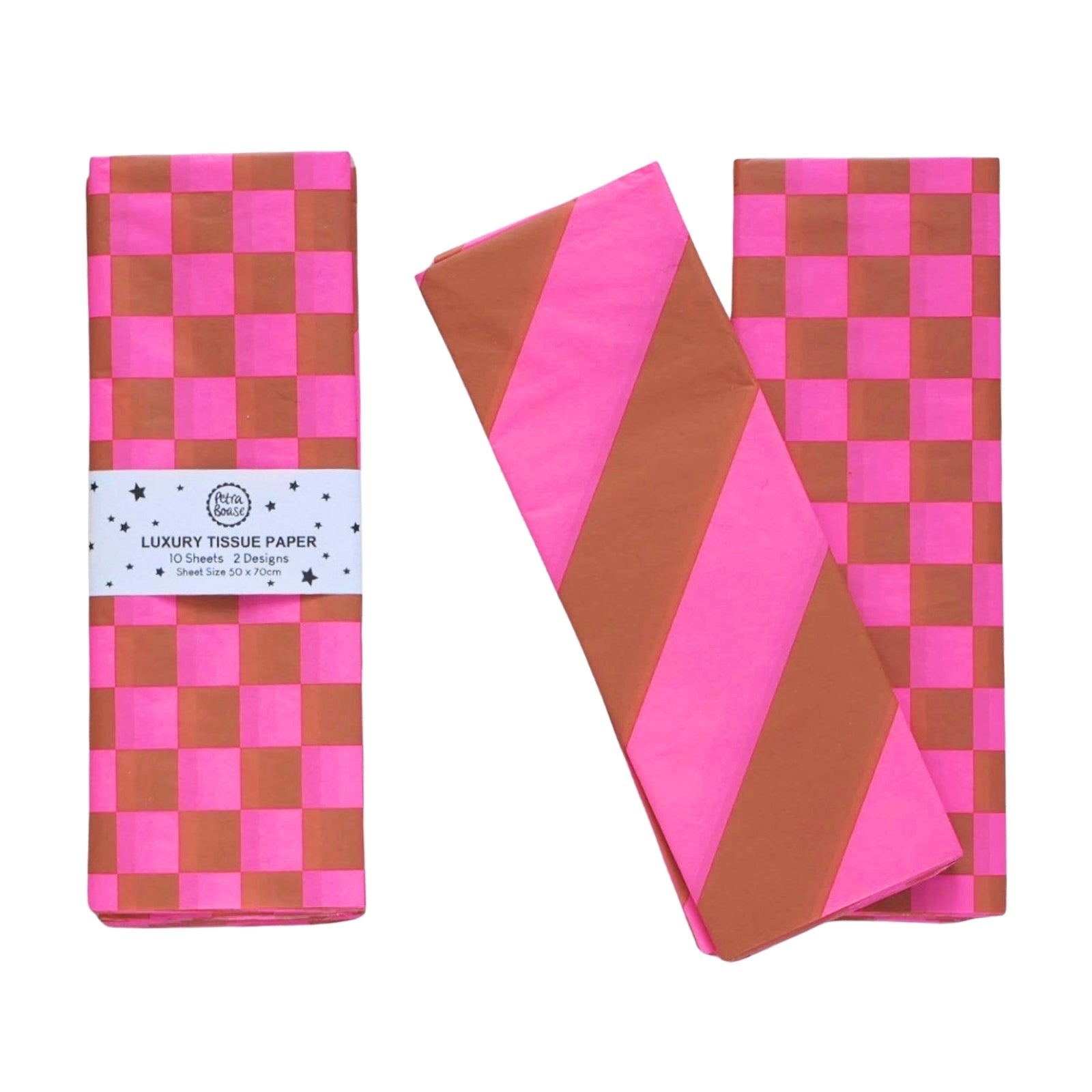 Fluorescent Pink & Ginger Patterned Tissue Paper - bubblegum market