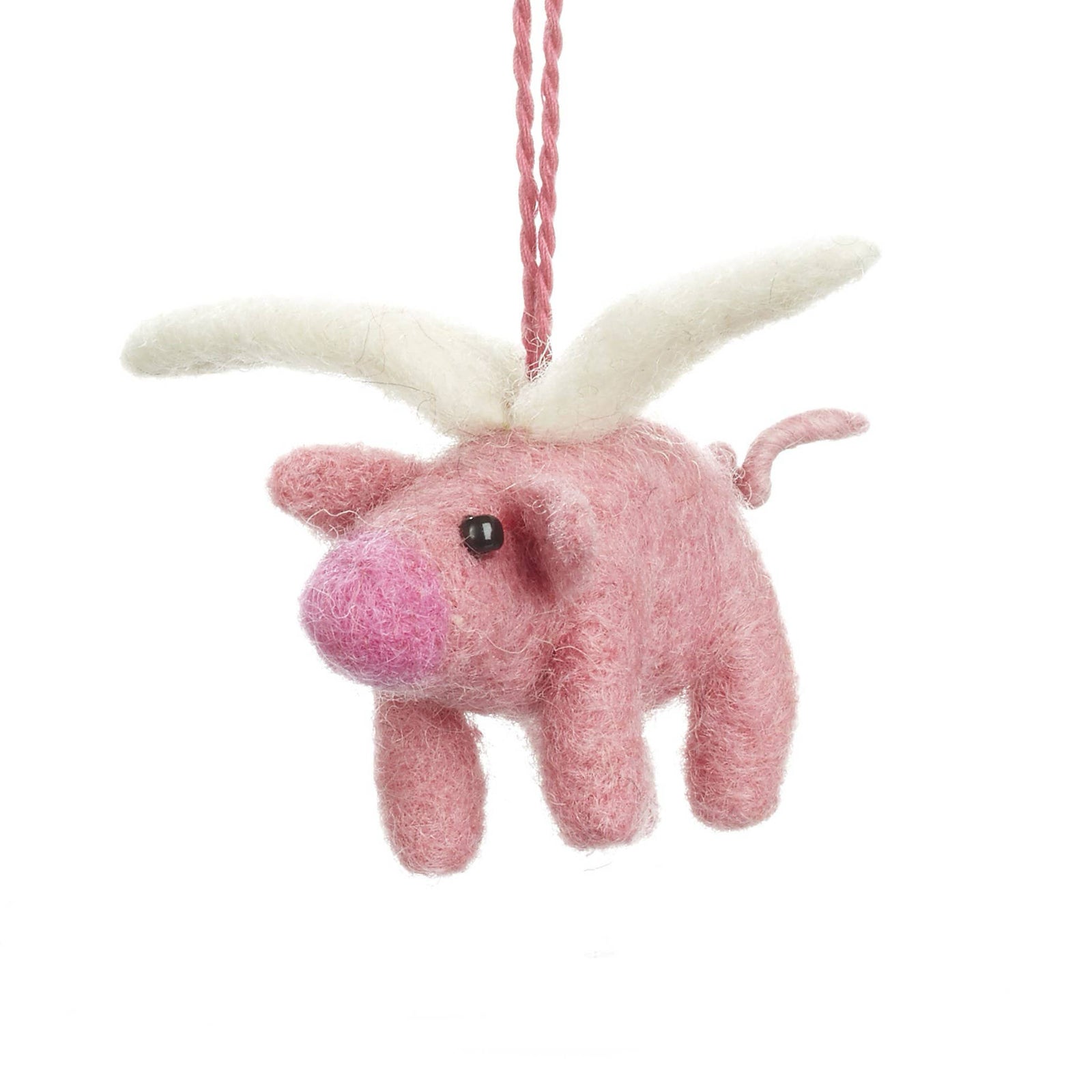 Flying Pig Felt Ornamrnt 3.25" - bubblegum market
