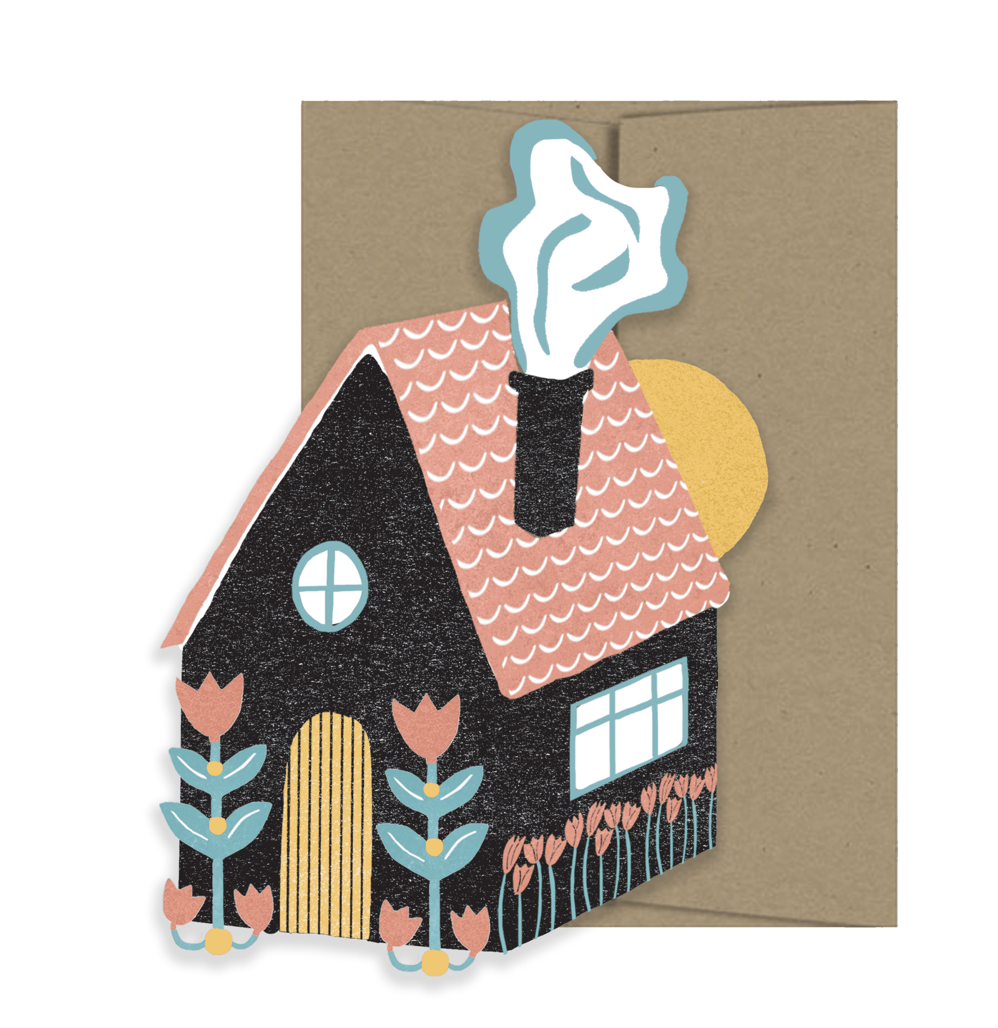 Folk Home Die Cut Greeting Card - bubblegum market