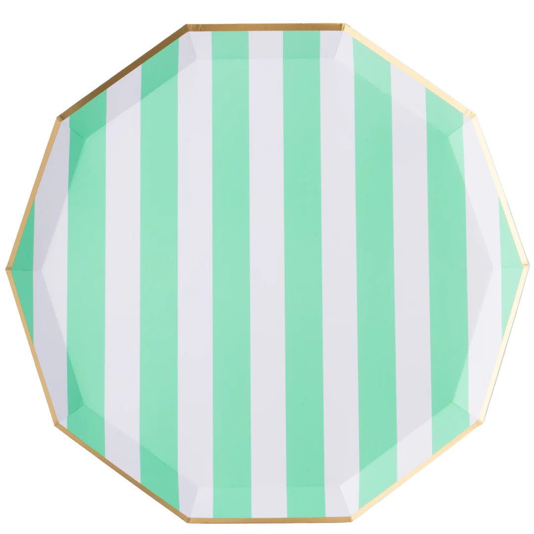 Fresh Mint Cabana Stripe Large Plates 10.75" - bubblegum market