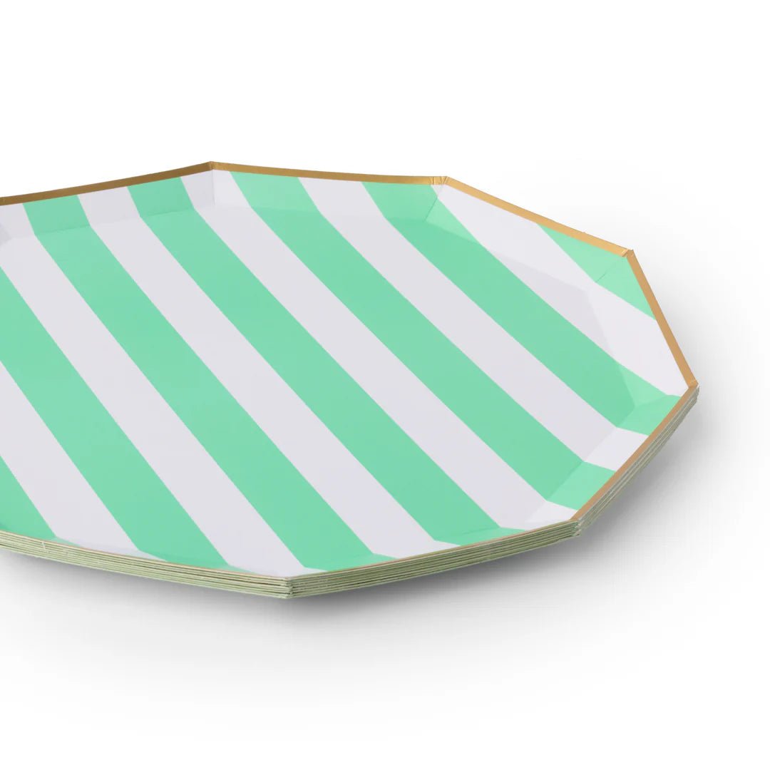 Fresh Mint Cabana Stripe Large Plates 10.75" - bubblegum market