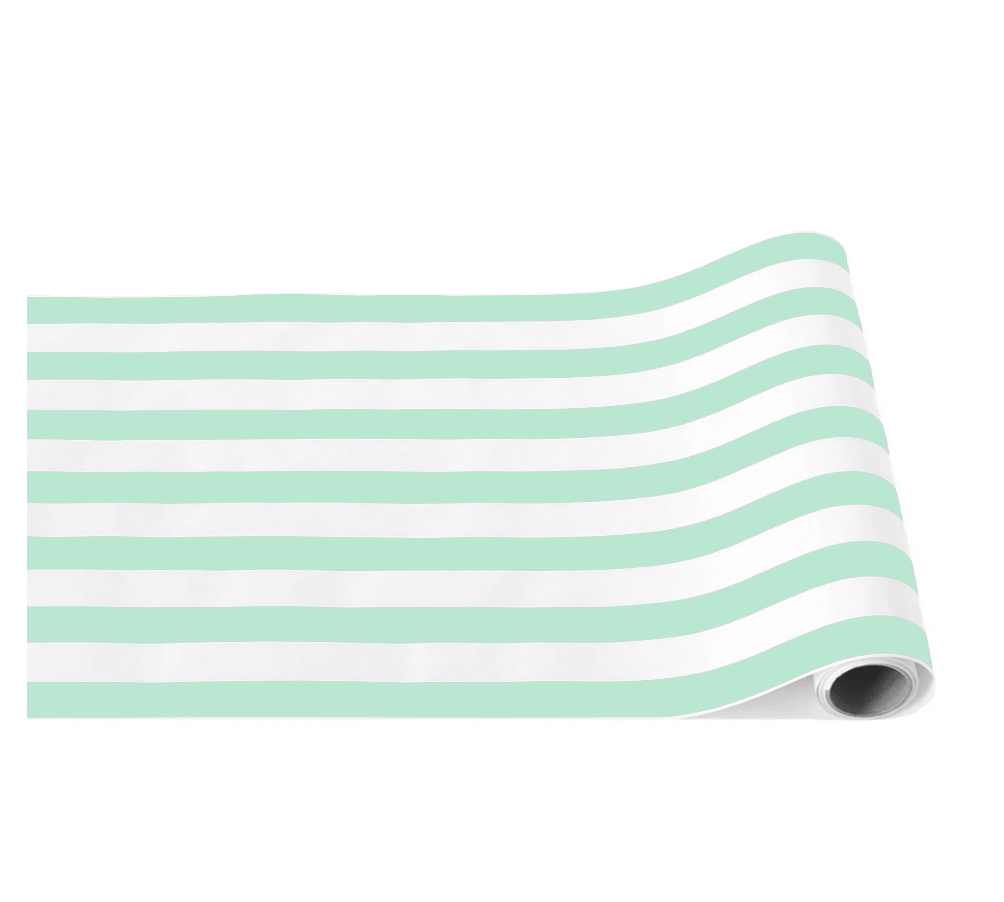 Fresh Mint Cabana Stripe Paper Table Runner - bubblegum market