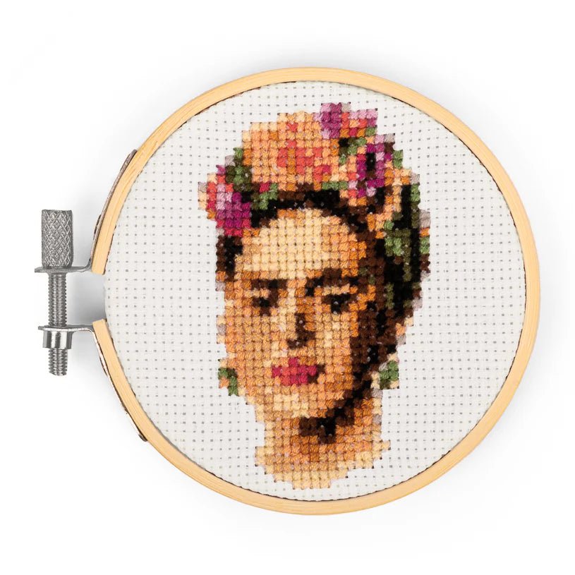 Frida Mini Cross Stitch Kit - bubblegum market