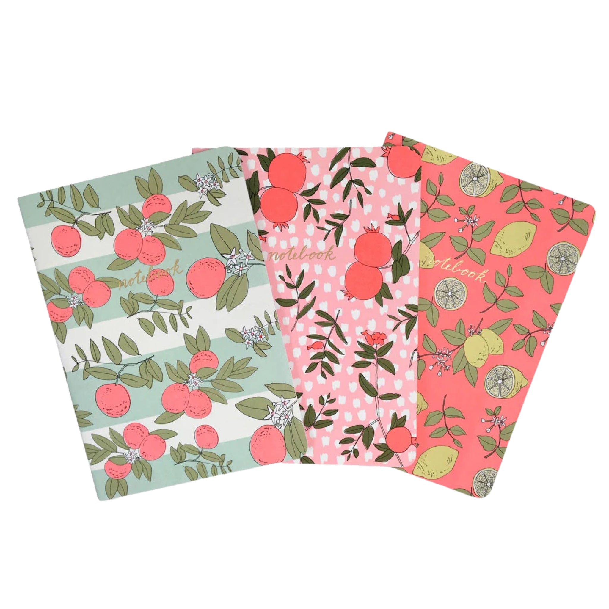 Fruit & Flowers Notebooks (Set of 3) - bubblegum market