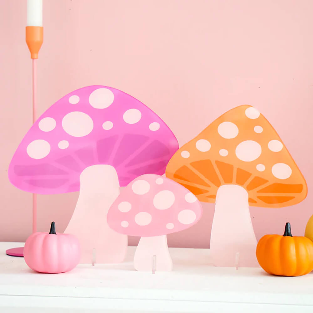 fuchsia-pink-peach-acrylic-mushroom-set-kailo-chic-fall-decor-toadstool