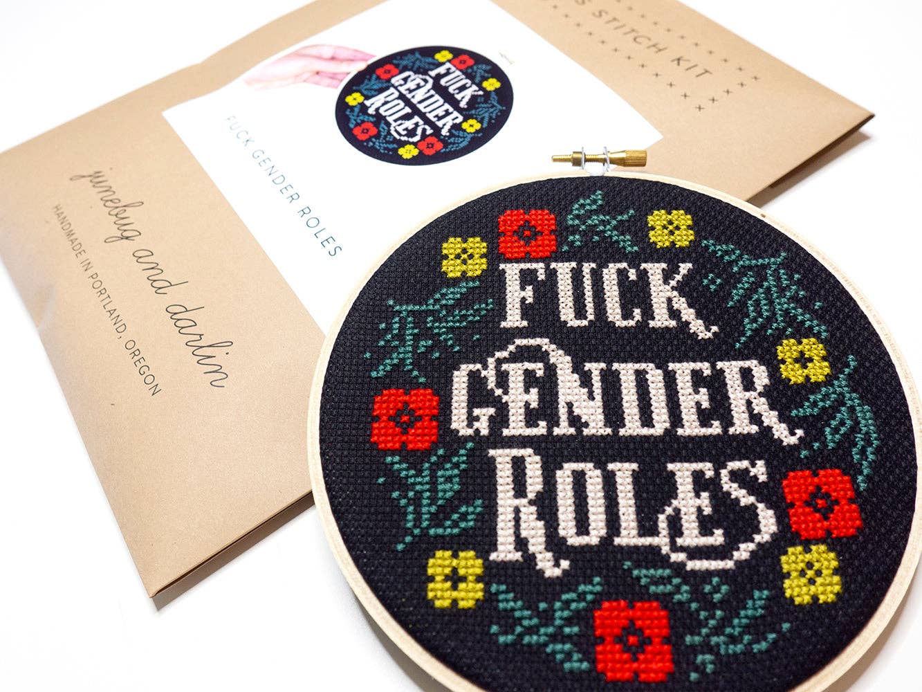 Fuck Gender Roles Cross - Stitch Kit - bubblegum market