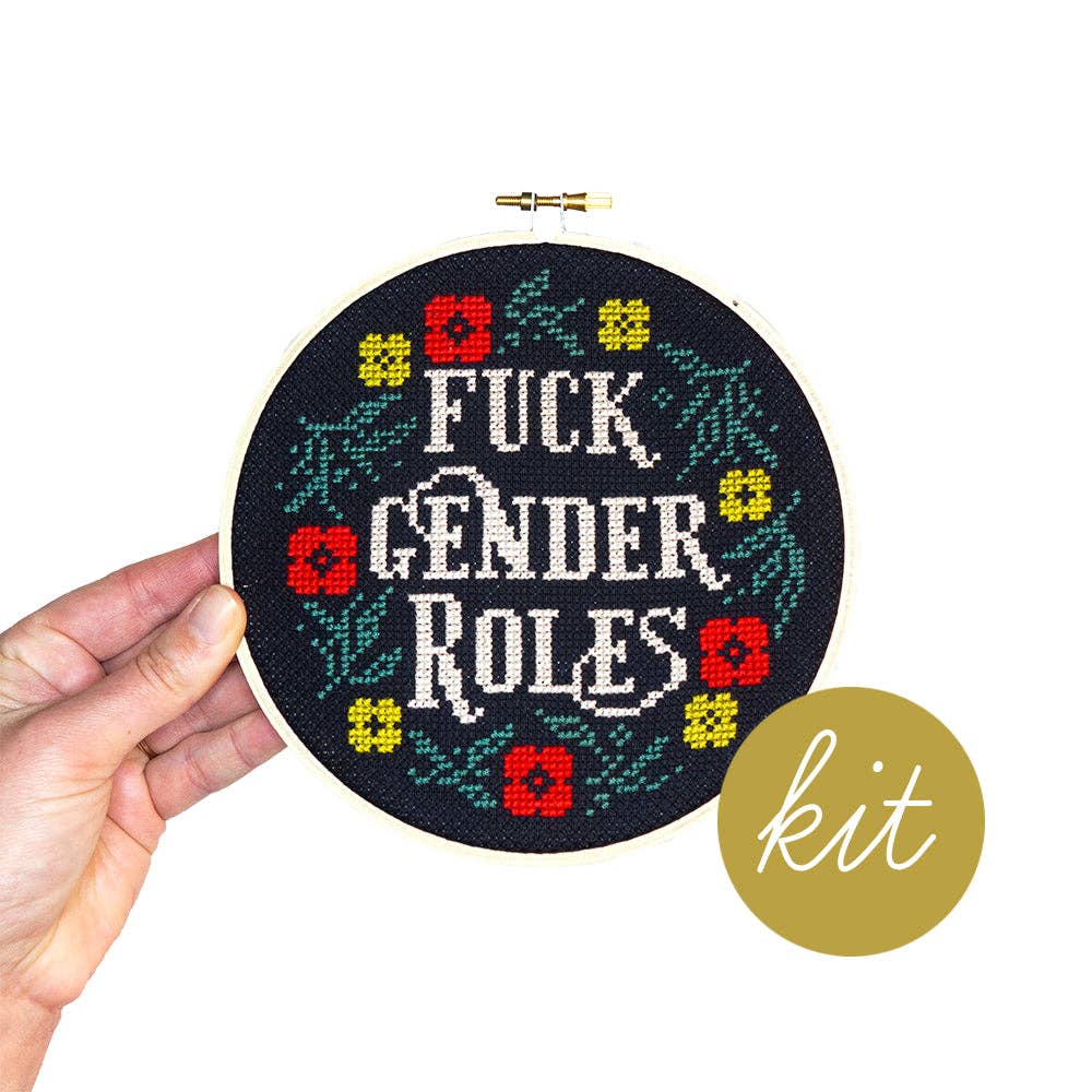 Fuck Gender Roles Cross - Stitch Kit - bubblegum market