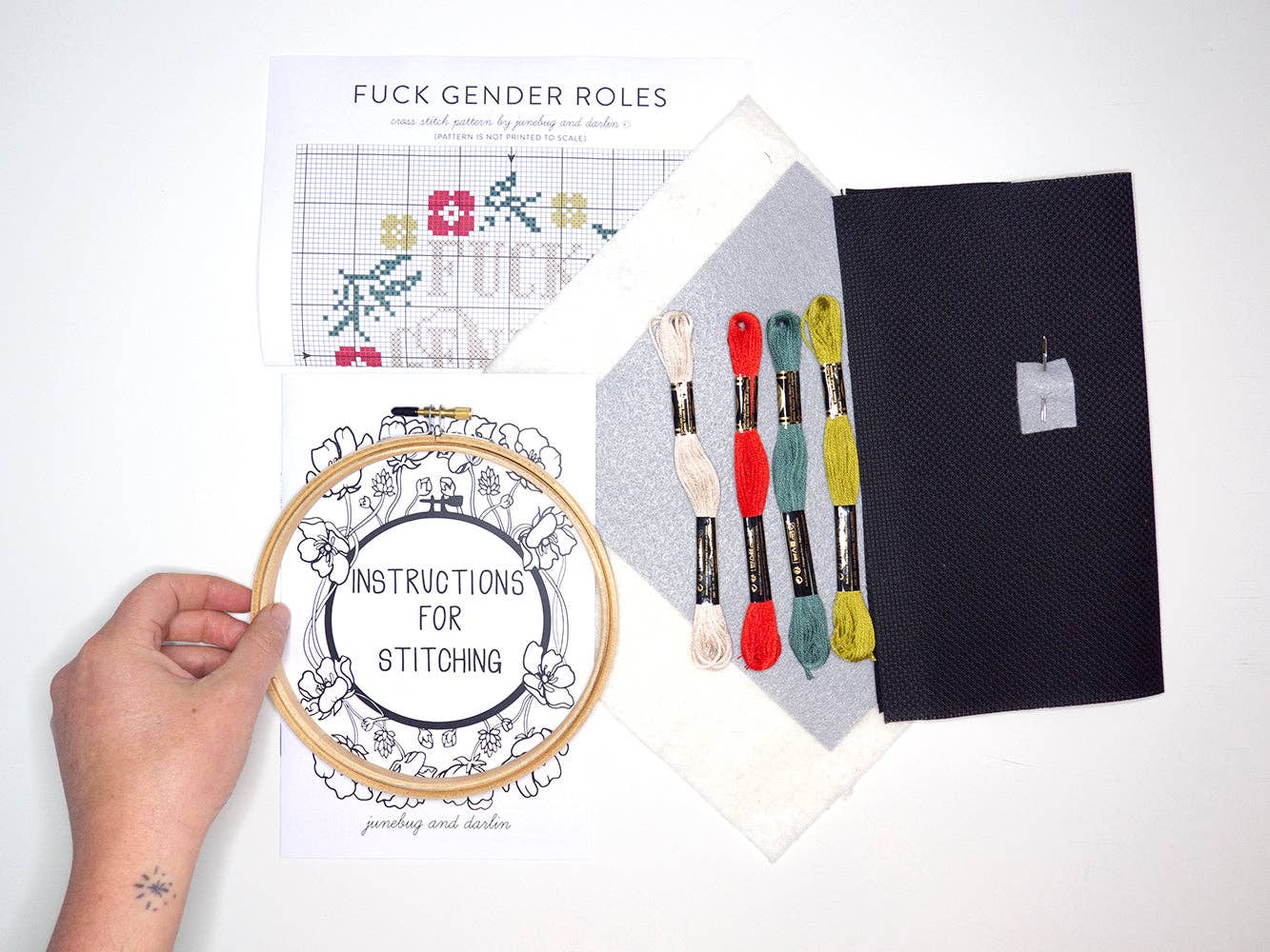 Fuck Gender Roles Cross - Stitch Kit - bubblegum market