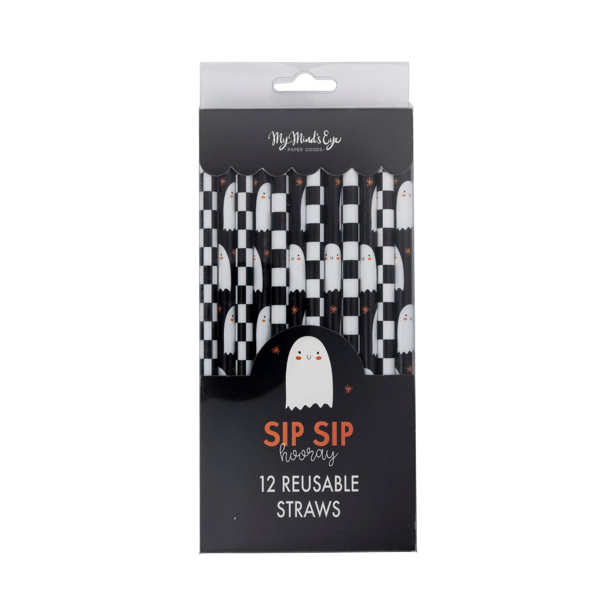 Ghosts & Checks Reusable Straws - bubblegum market