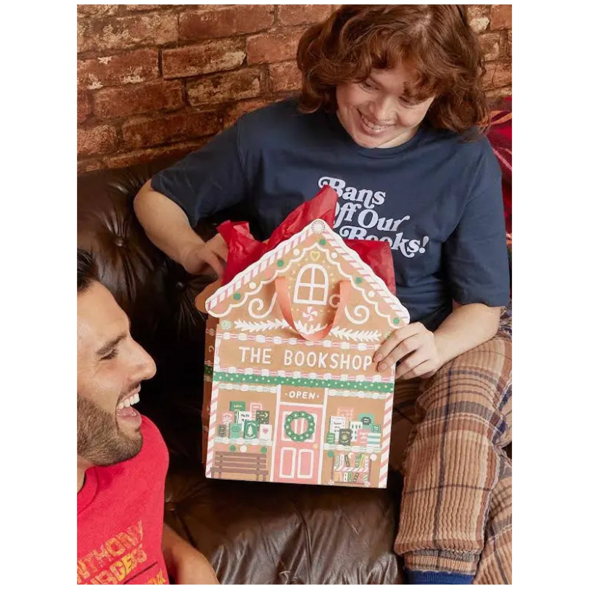 Gingerbread Bookshop Large Gift Bag - bubblegum market