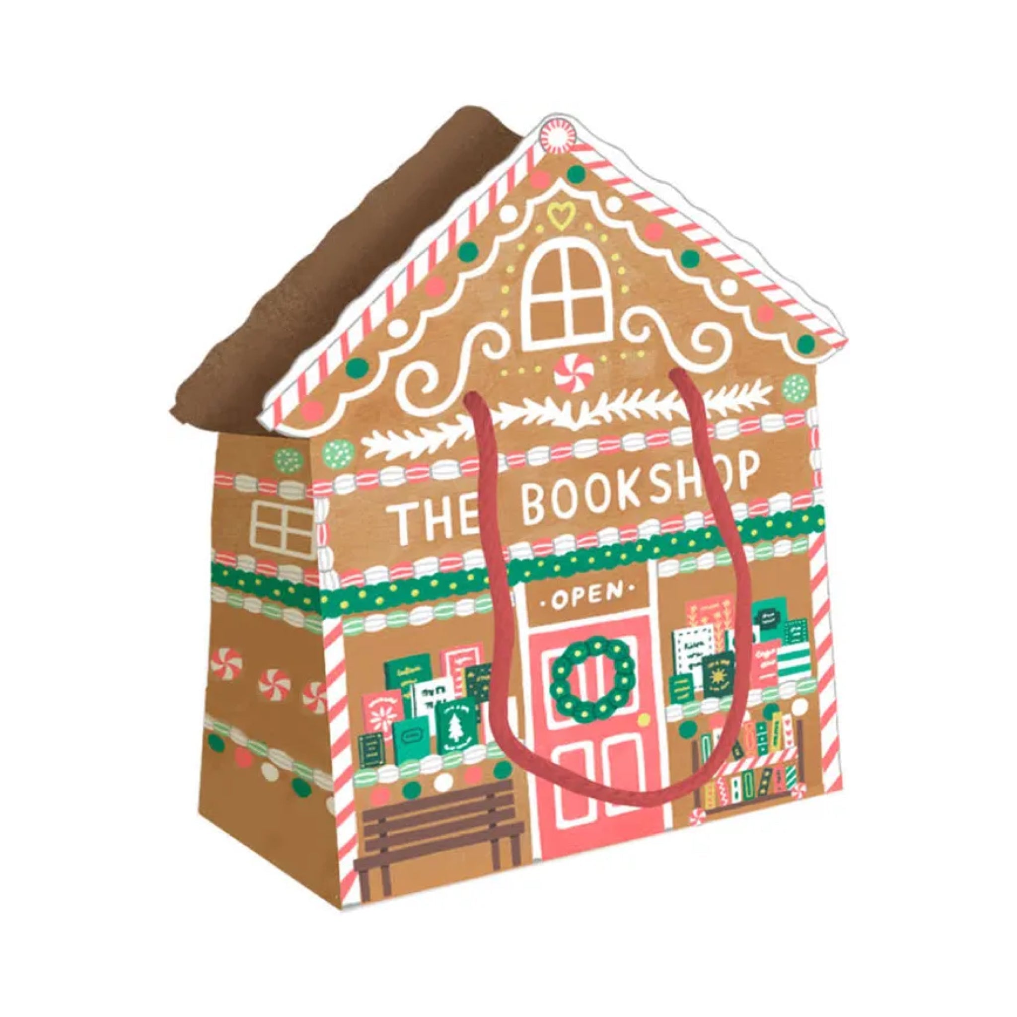 Gingerbread Bookshop Large Gift Bag - bubblegum market