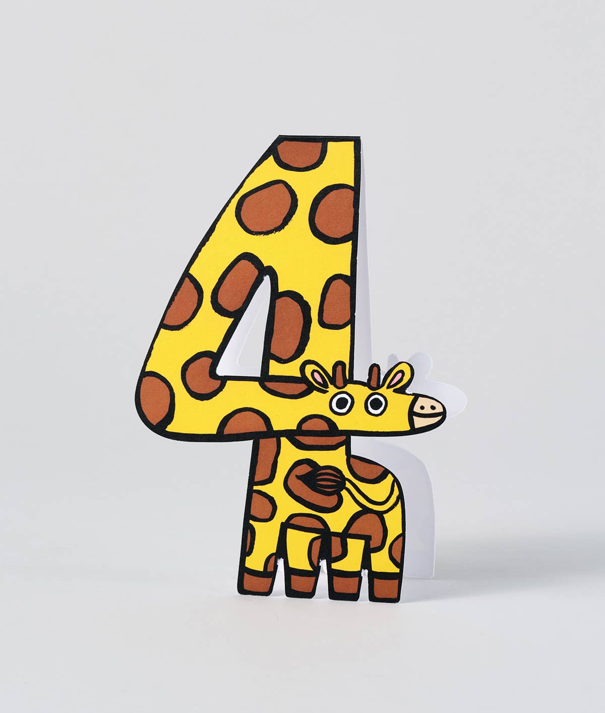 Giraffe Kid's 4th Birthday Number Card - bubblegum market
