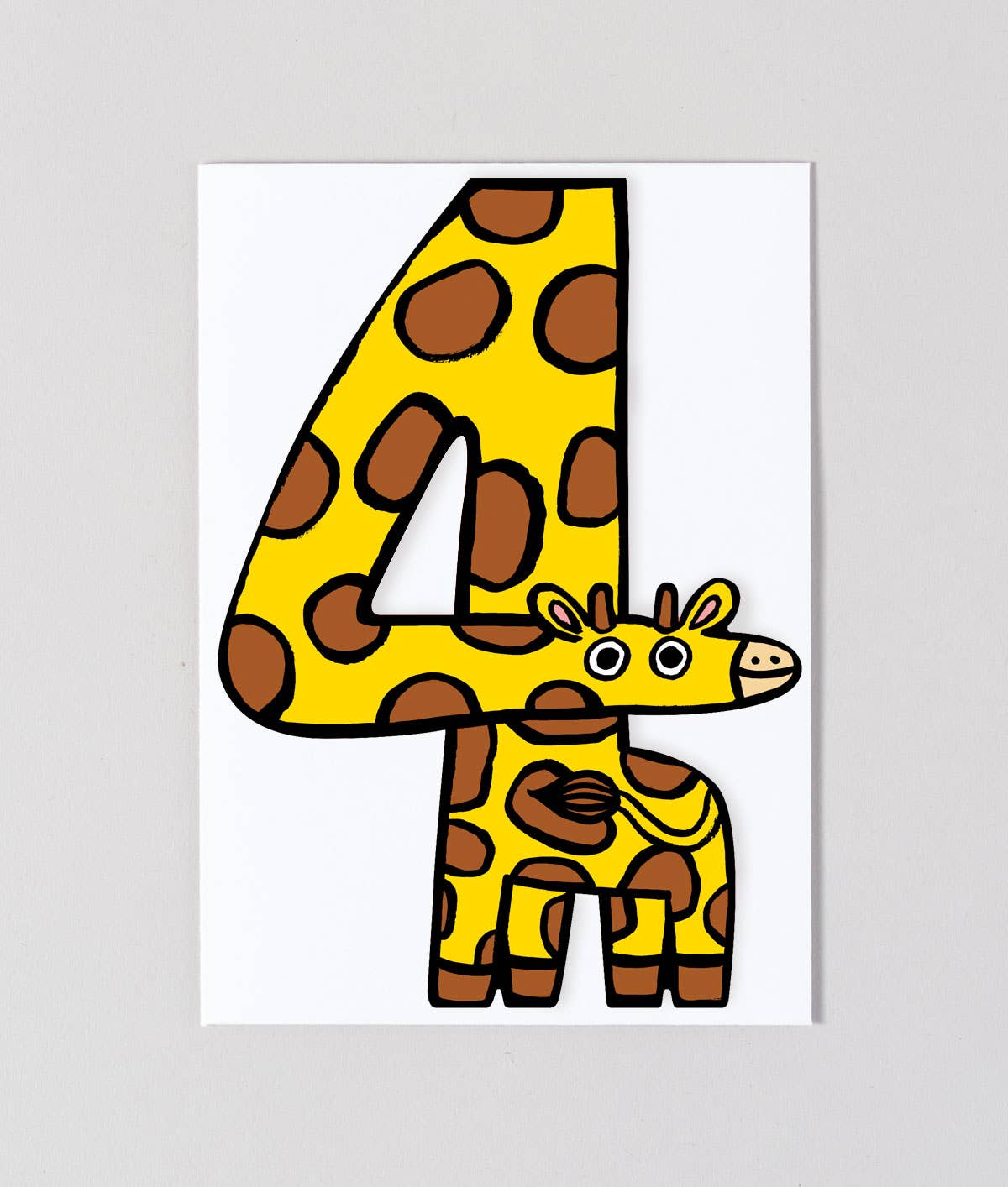 Giraffe Kid's 4th Birthday Number Card - bubblegum market