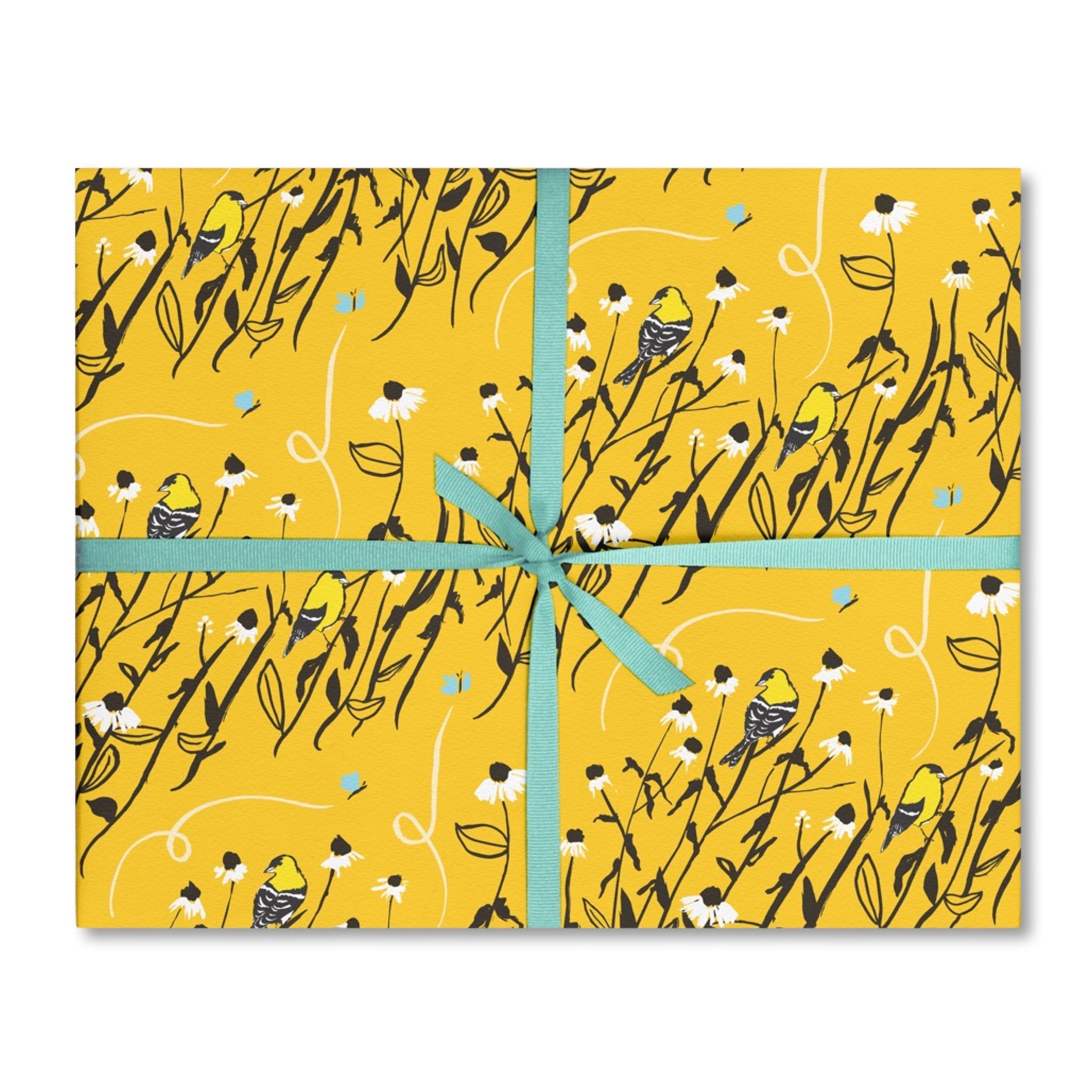 Goldfinches Gift Wrap Sheets (Roll of 3) - bubblegum market