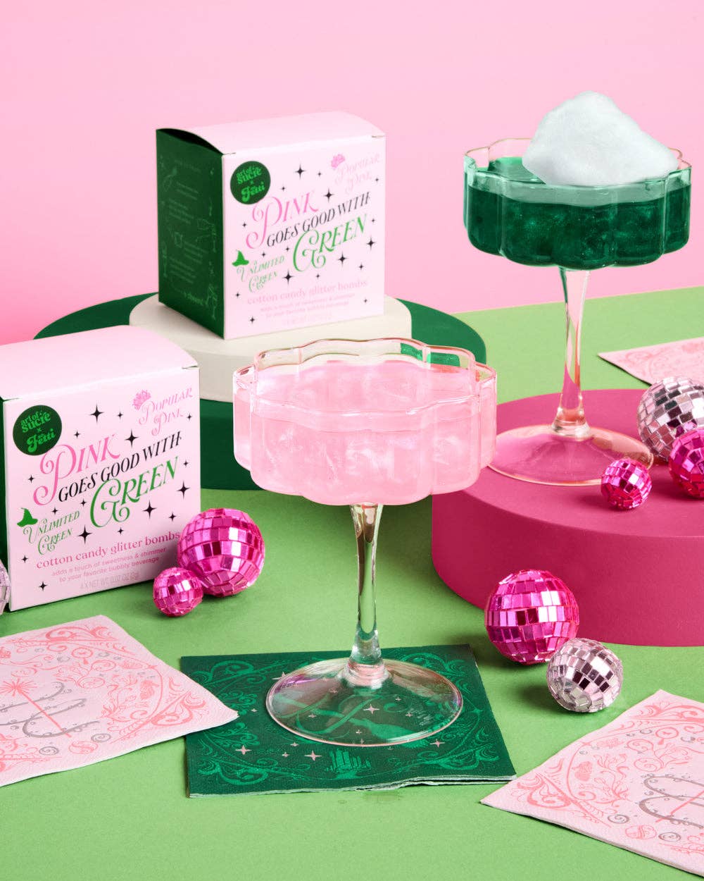 Good Witch / Bad Witch Pink & Green Drink Glitter Bombs - bubblegum market