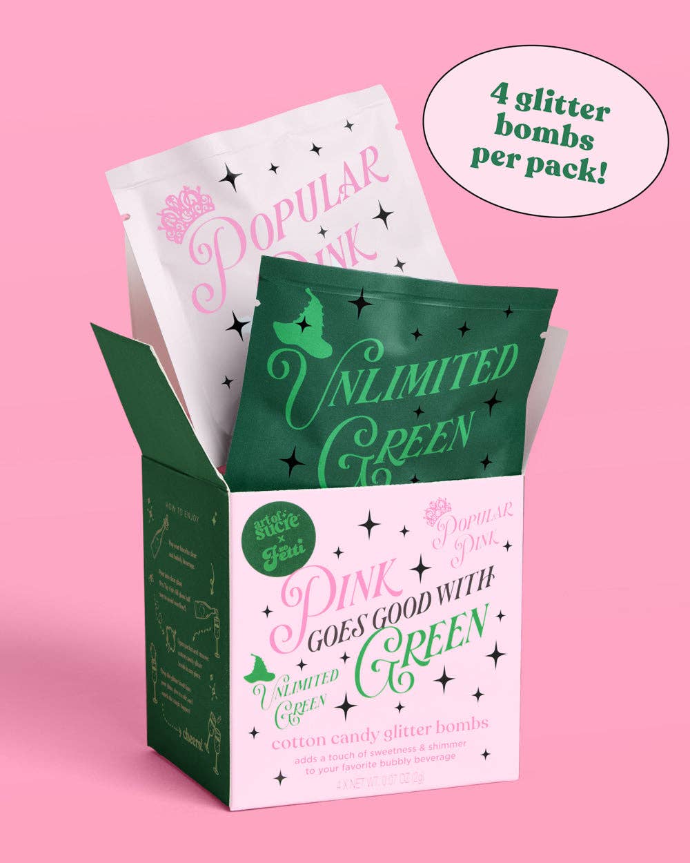 Good Witch / Bad Witch Pink & Green Drink Glitter Bombs - bubblegum market