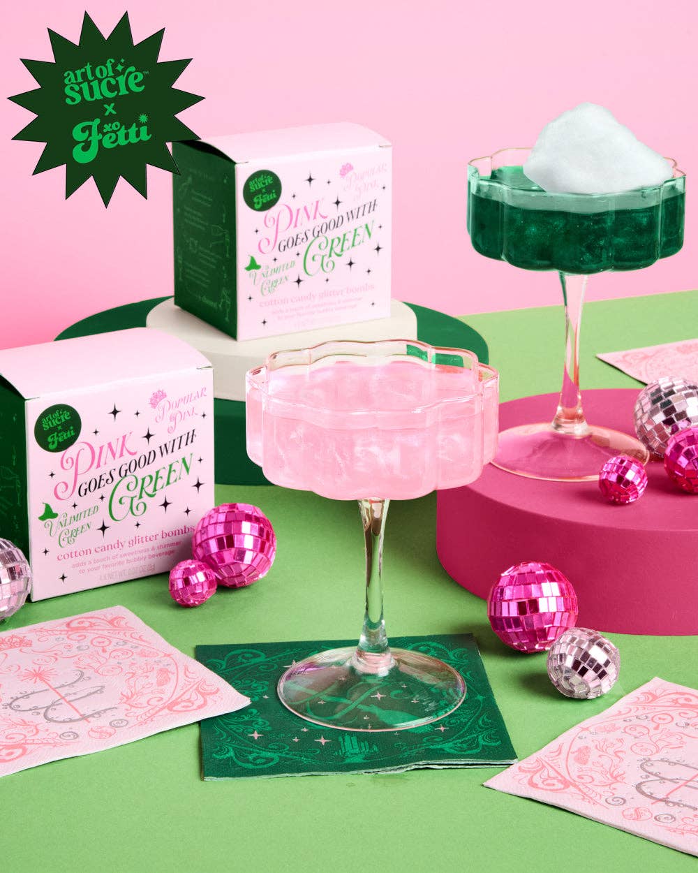Good Witch / Bad Witch Pink & Green Drink Glitter Bombs - bubblegum market