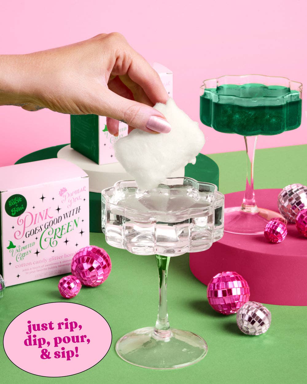 Good Witch / Bad Witch Pink & Green Drink Glitter Bombs - bubblegum market