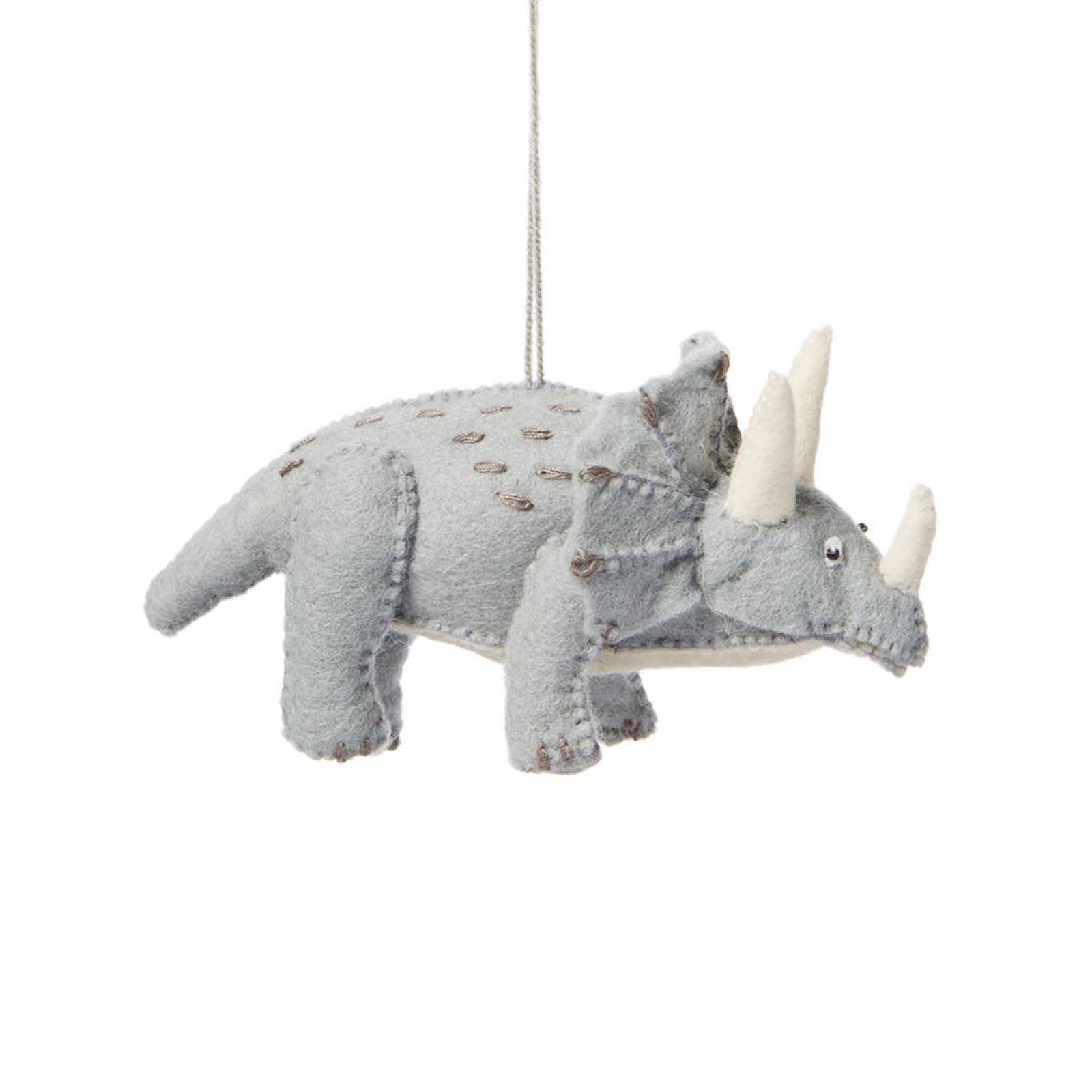 Gray Triceratops Felt Ornament - bubblegum market