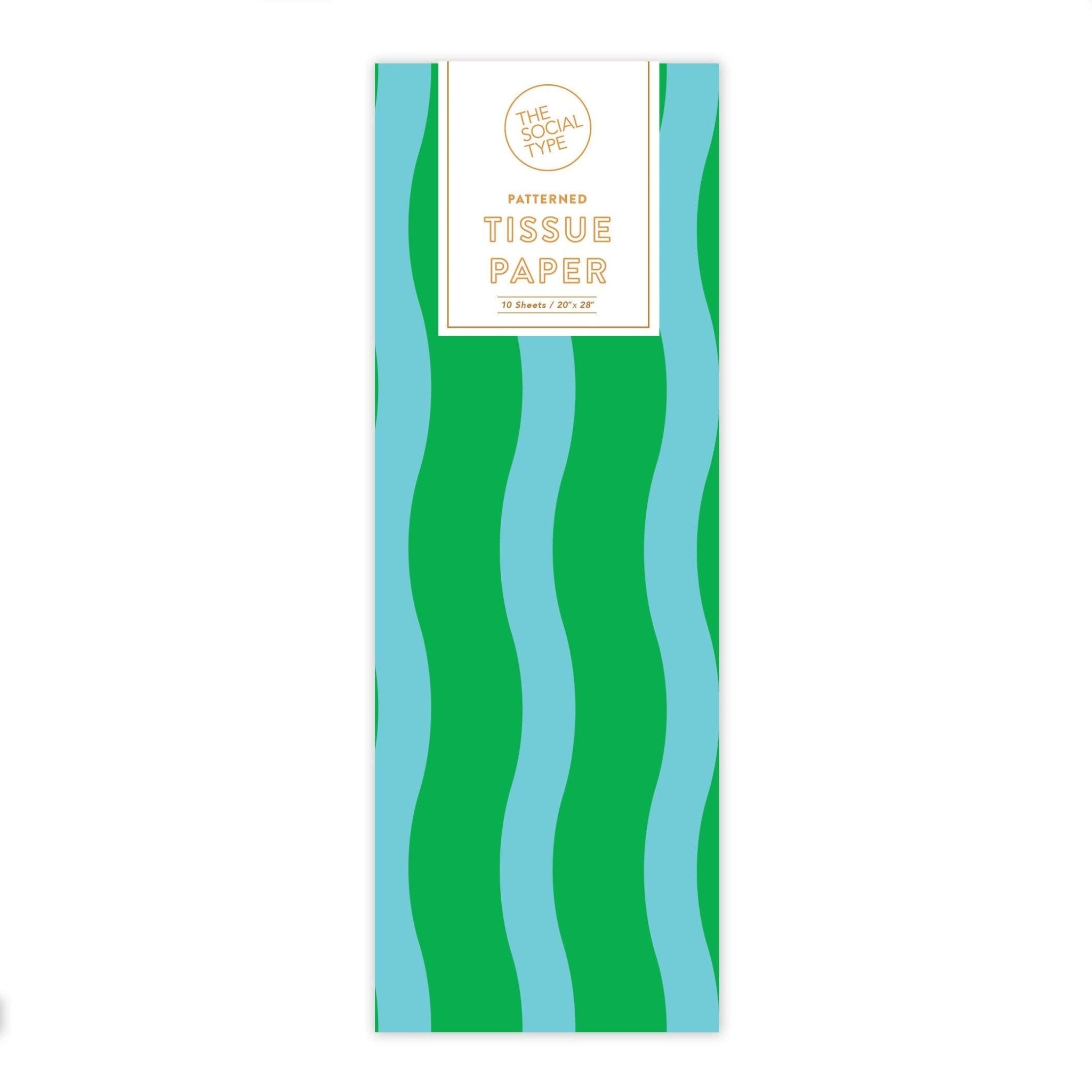 Green & Aqua Fussy Stripe Tissue Paper - bubblegum market