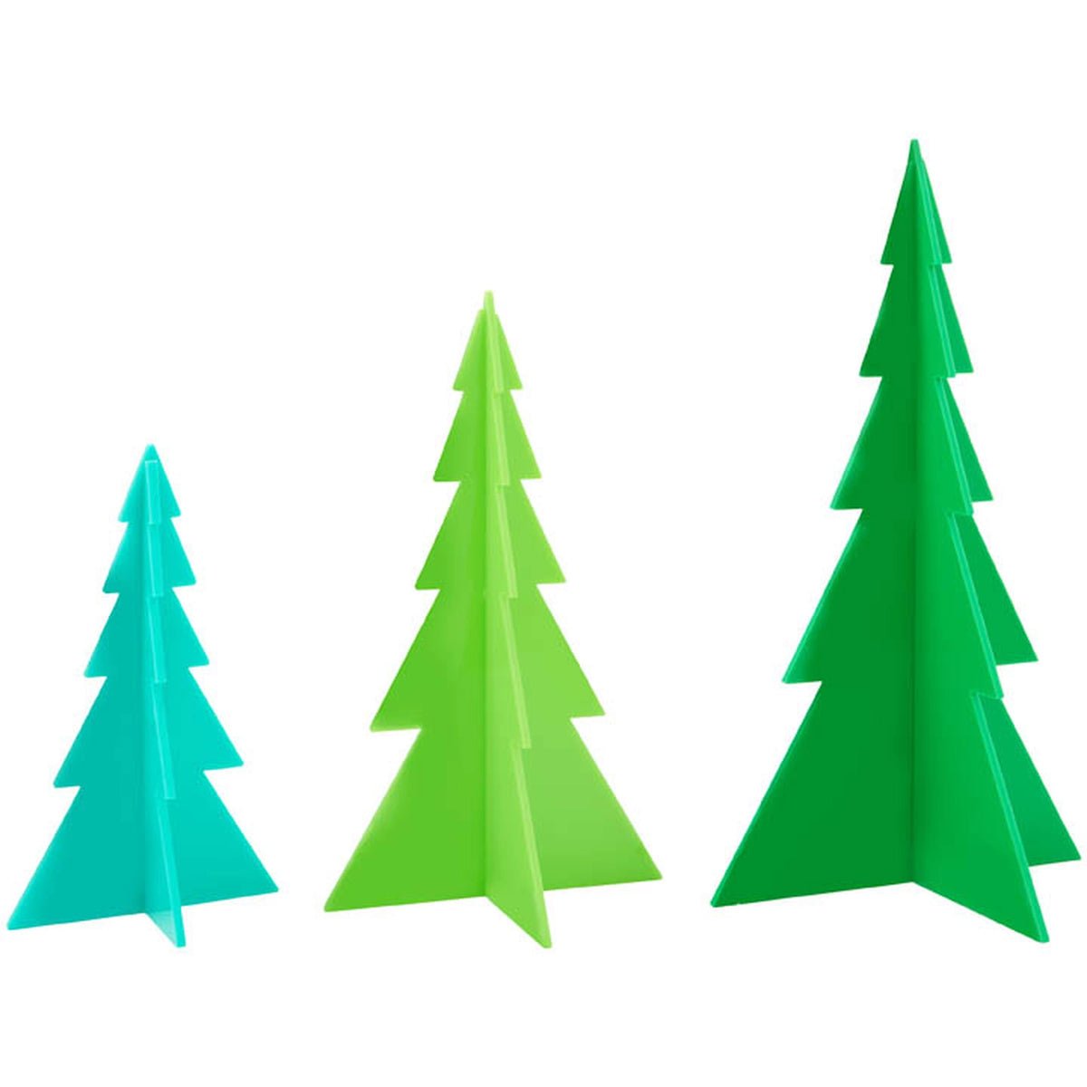 Green, Lime & Aqua Acrylic Christmas Trees Set - bubblegum market