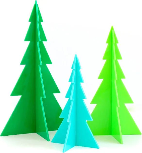 Green, Lime & Aqua Acrylic Christmas Trees Set - bubblegum market
