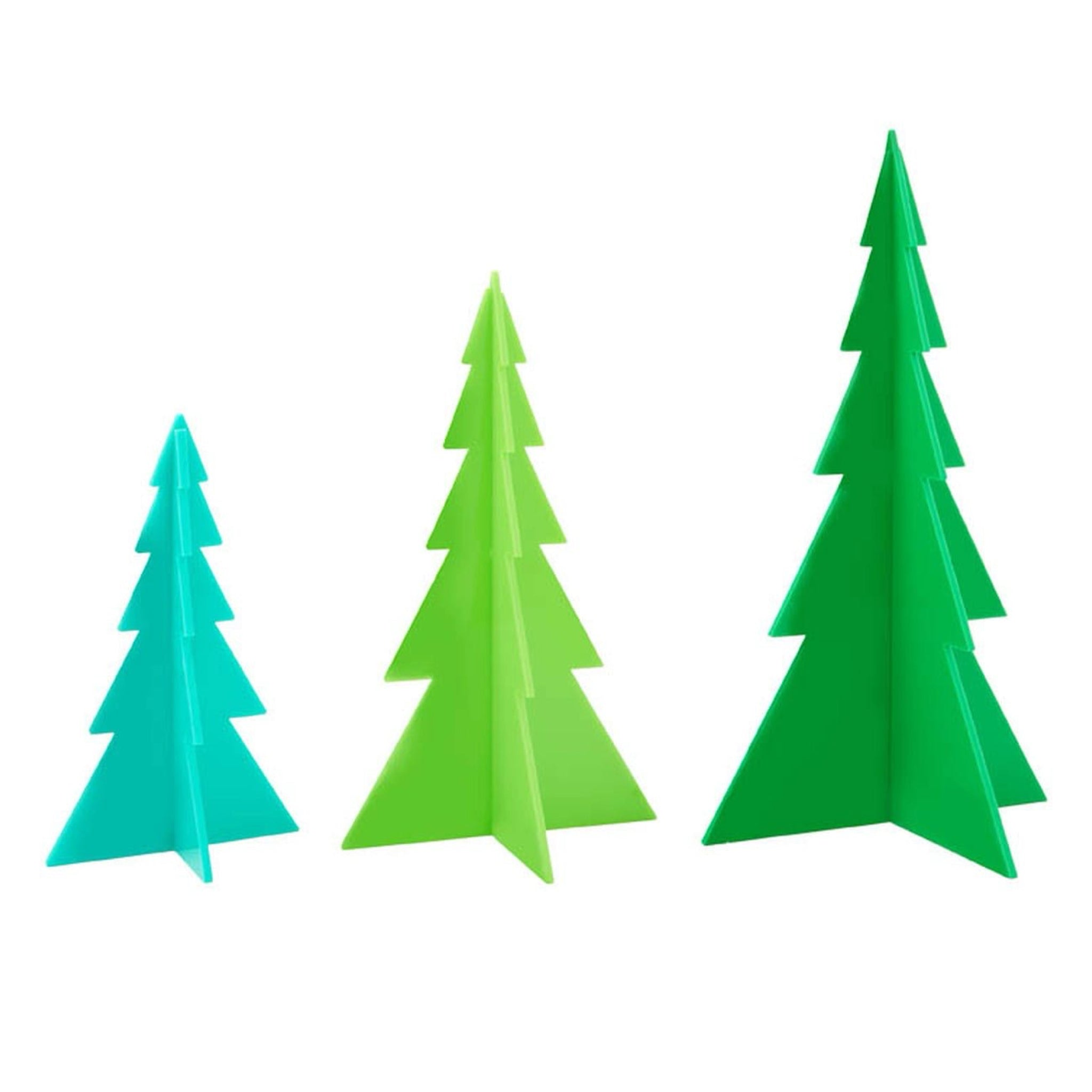 Green, Lime & Aqua Acrylic Christmas Trees Set - bubblegum market