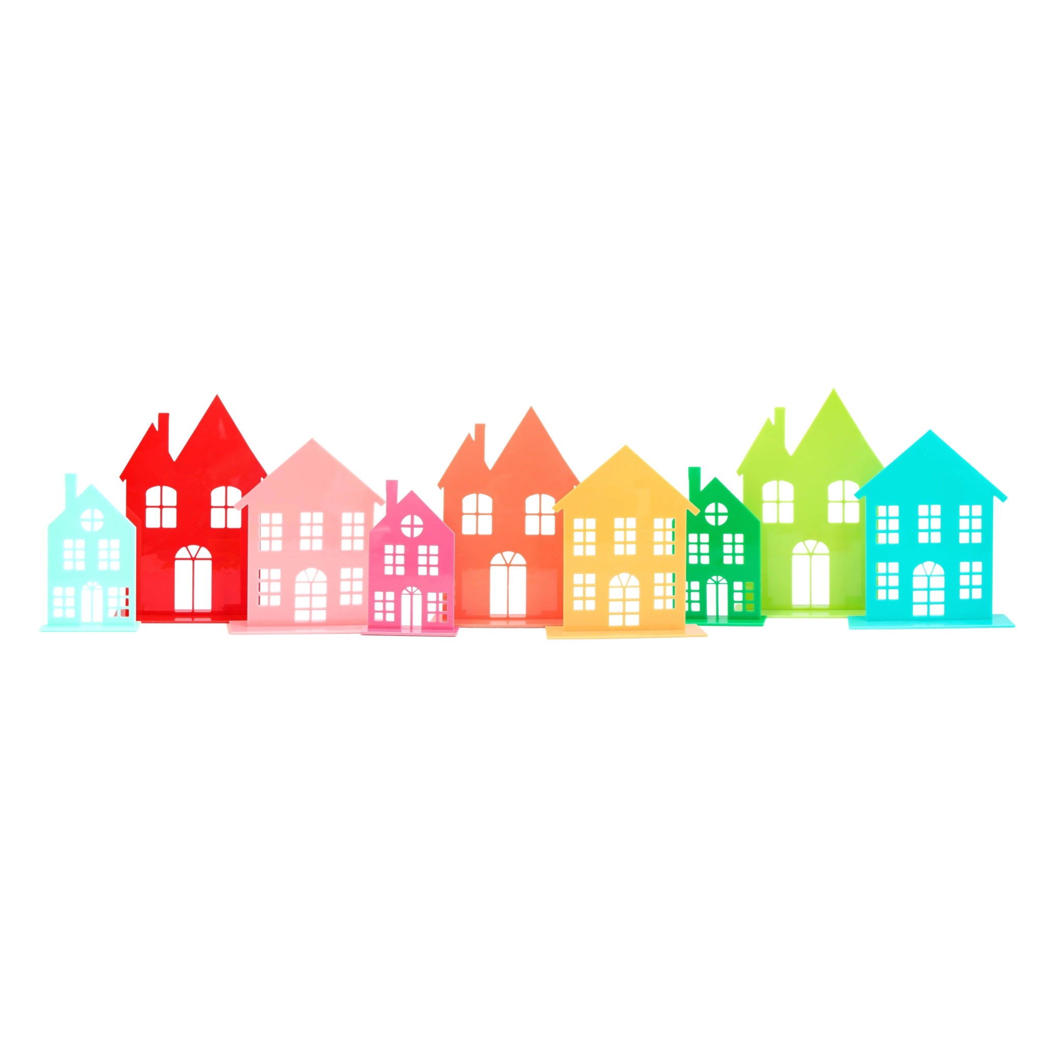Green, Lime & Aqua Acrylic Holiday House Set - bubblegum market