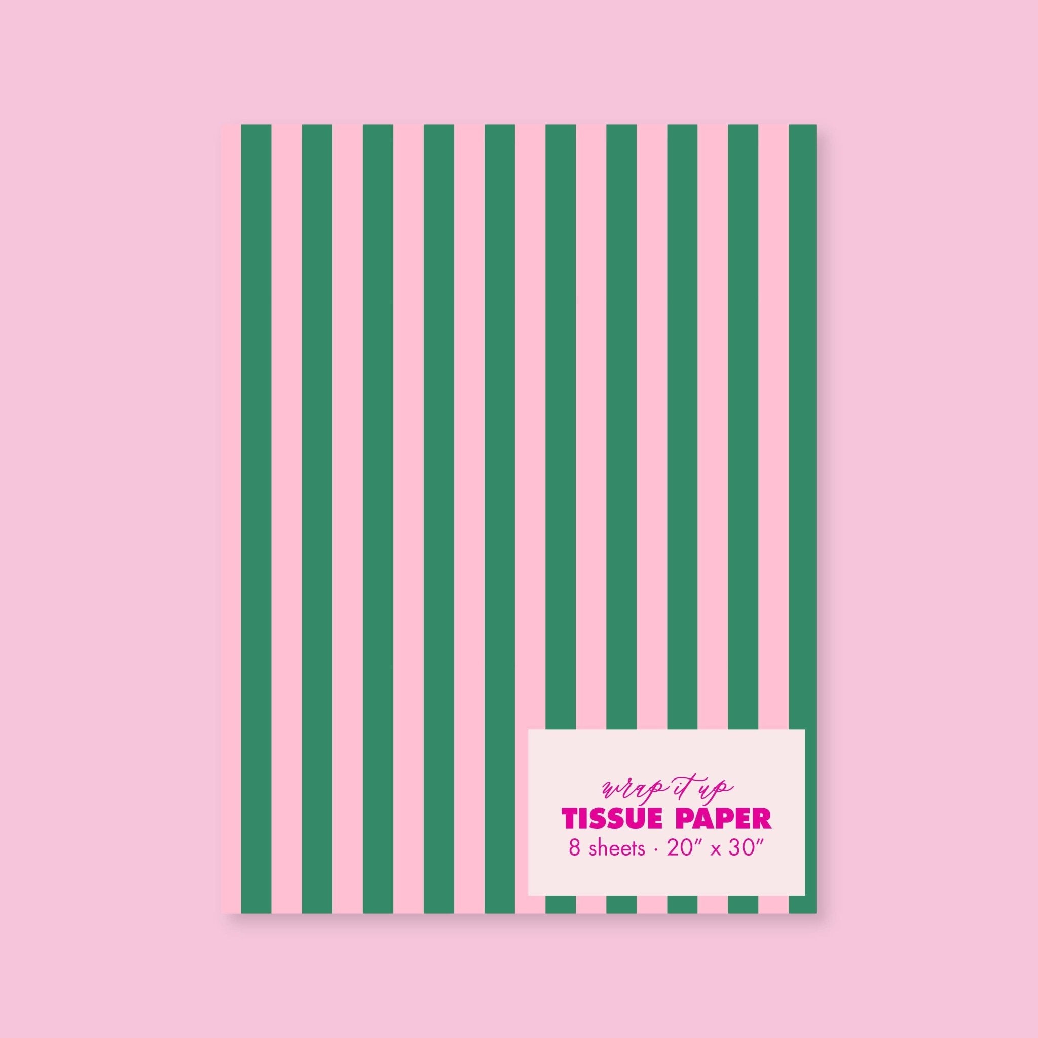 Green & Pink Stripe Tissue Paper - bubblegum market