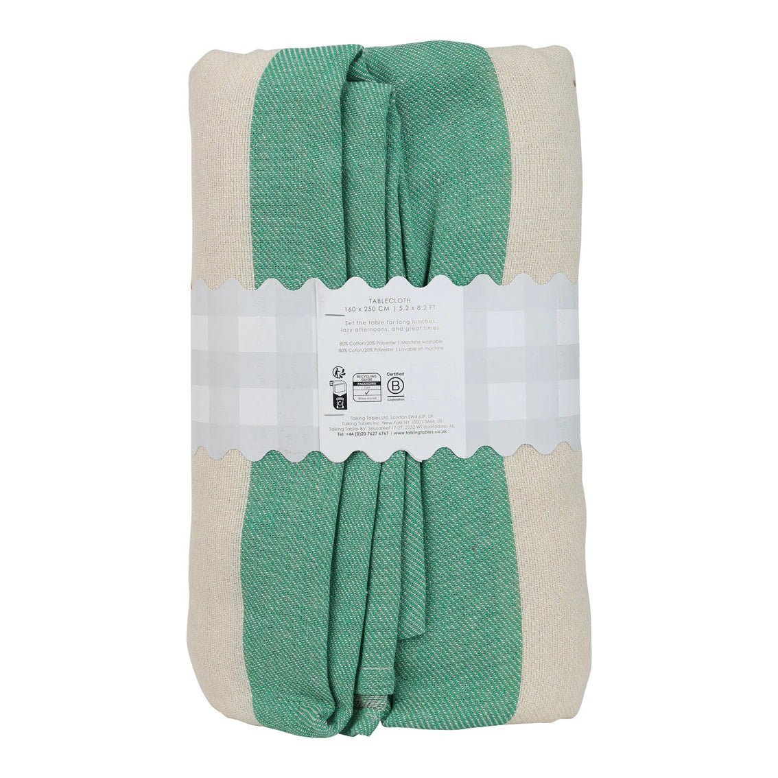 Green Stripe Cotton Tablecloth 98" - bubblegum market