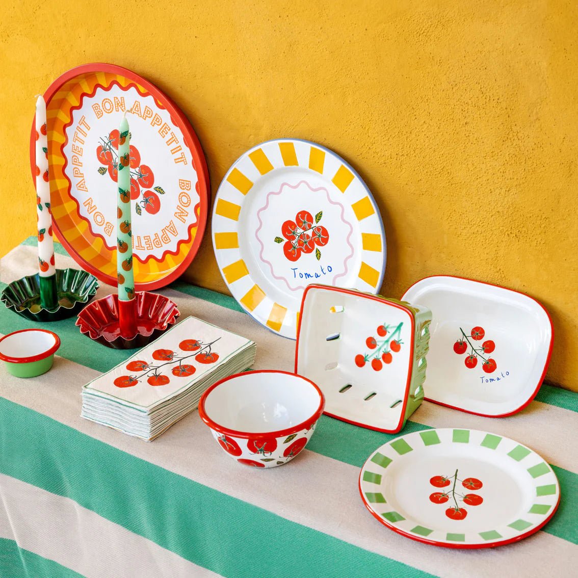 Green Stripe Cotton Tablecloth 98" - bubblegum market