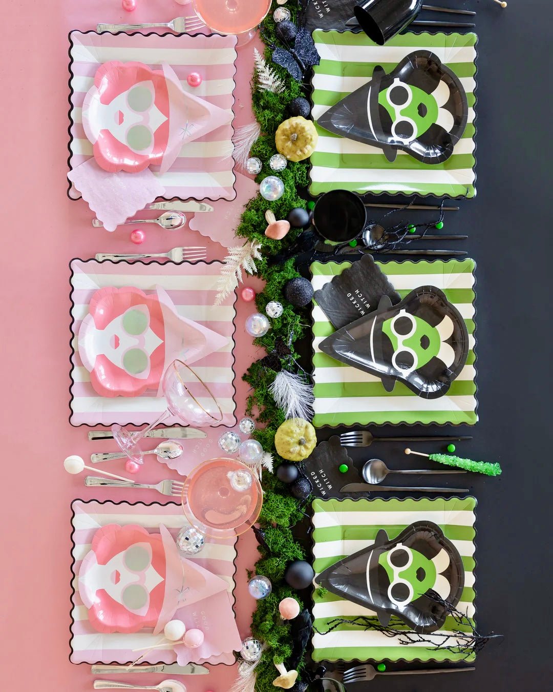 Green Stripe / Pink Stripe Paper Plates 11" - bubblegum market