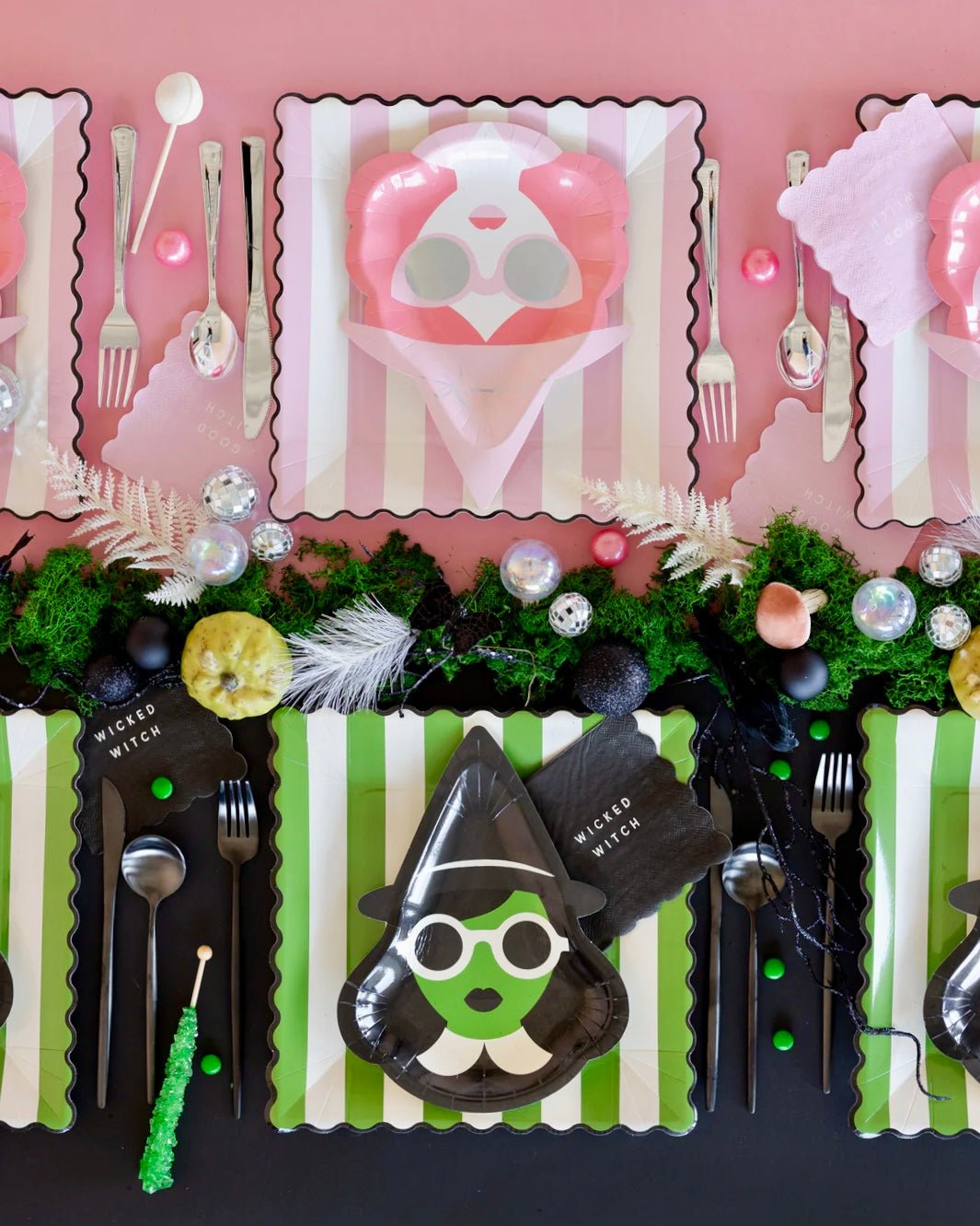 Green Stripe / Pink Stripe Paper Plates 11" - bubblegum market