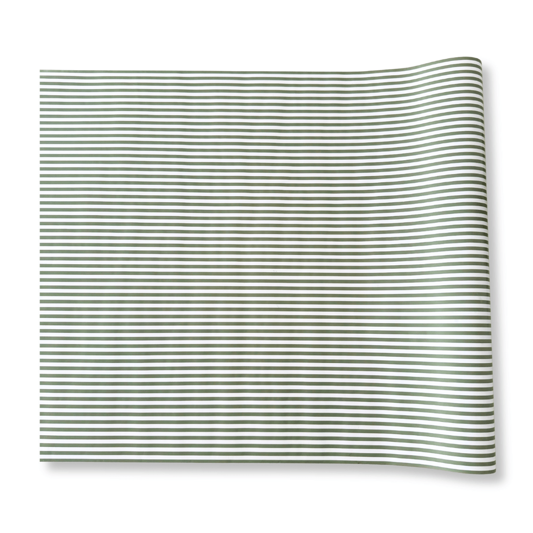 Green & White Candy Stripe Paper Table Runner - bubblegum market