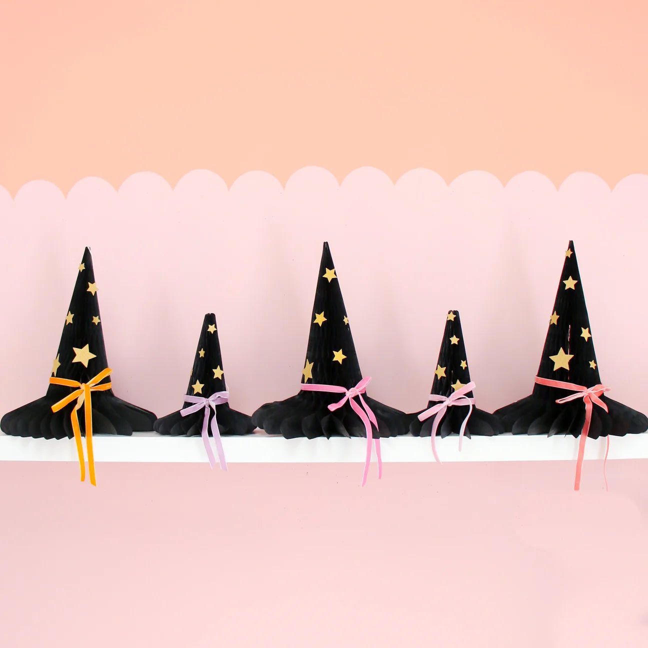Halloween Honeycomb Witch Hats w/ Bows - bubblegum market