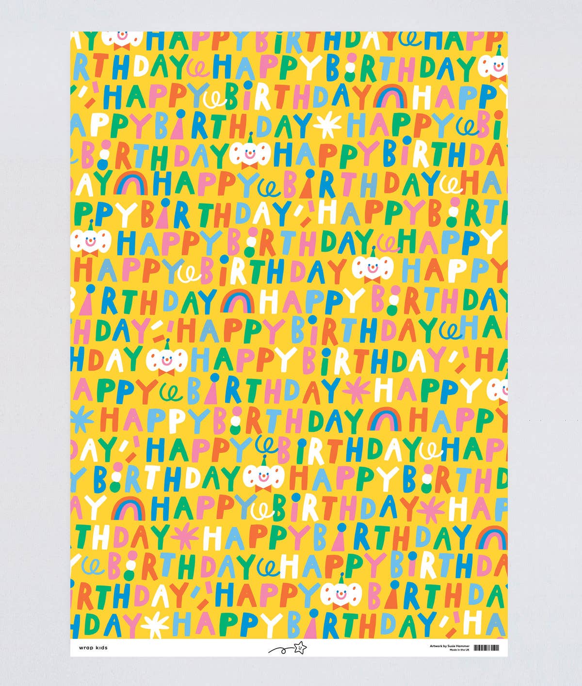 Happy Birthday Gift Wrap Sheet - bubblegum market