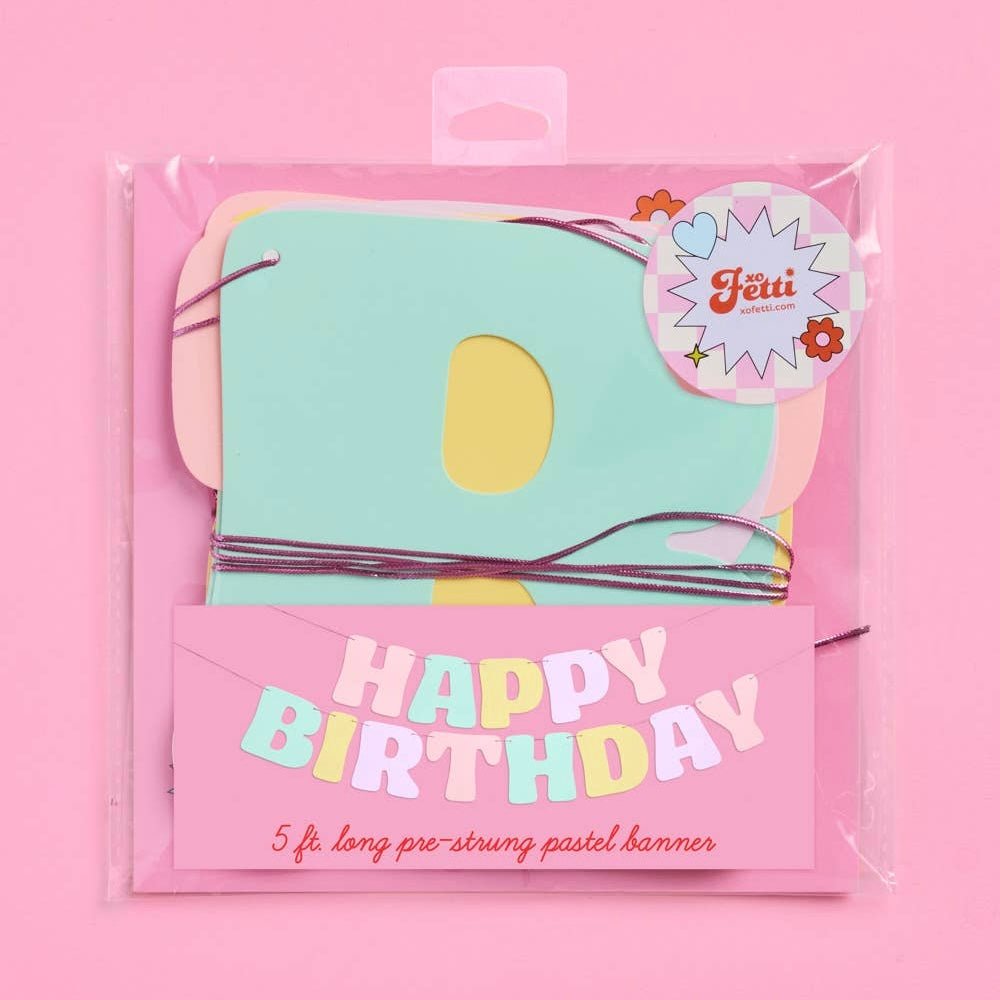 Happy Birthday Pastel Party Banner - bubblegum market