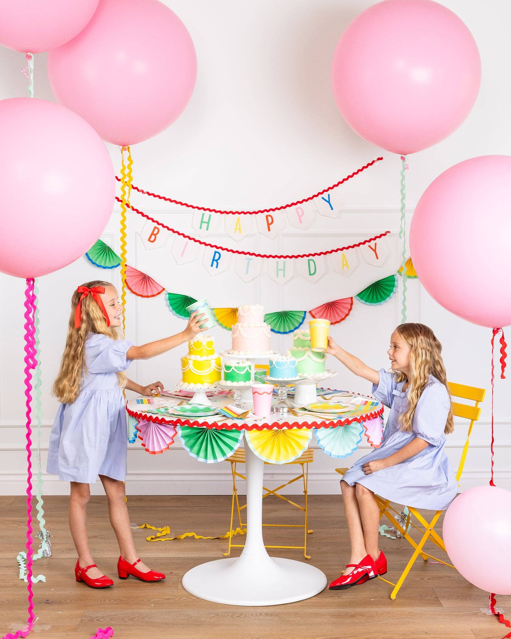 Happy Birthday Ric Rac Felt Banner - bubblegum market