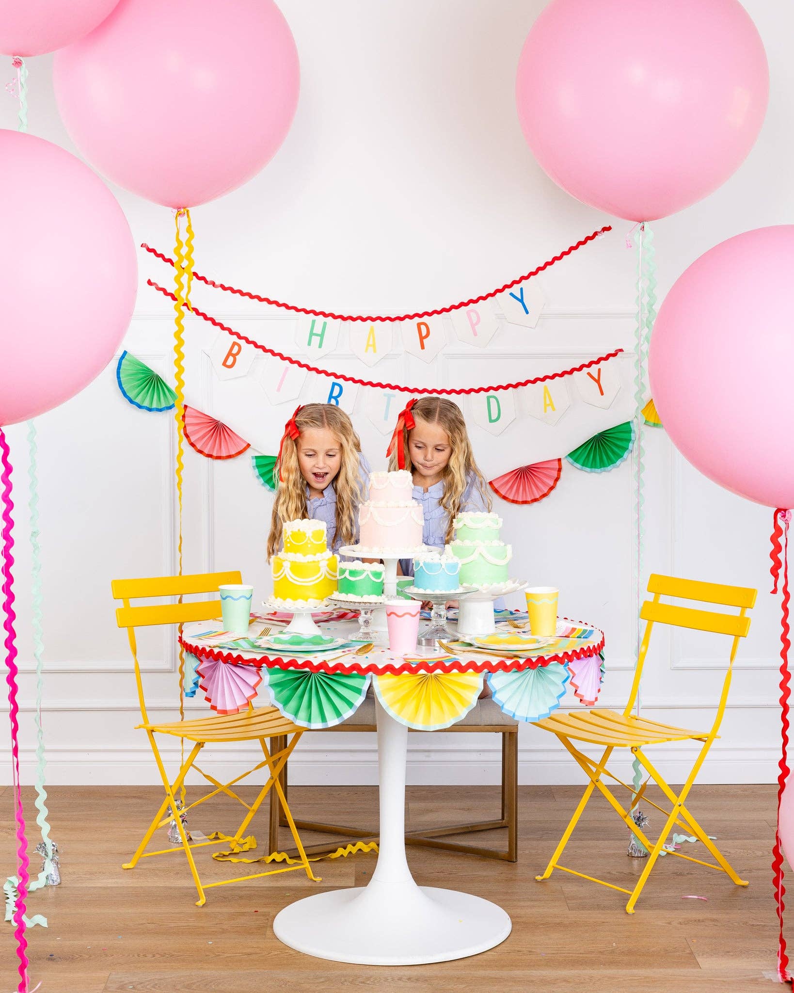 Happy Birthday Ric Rac Felt Banner - bubblegum market