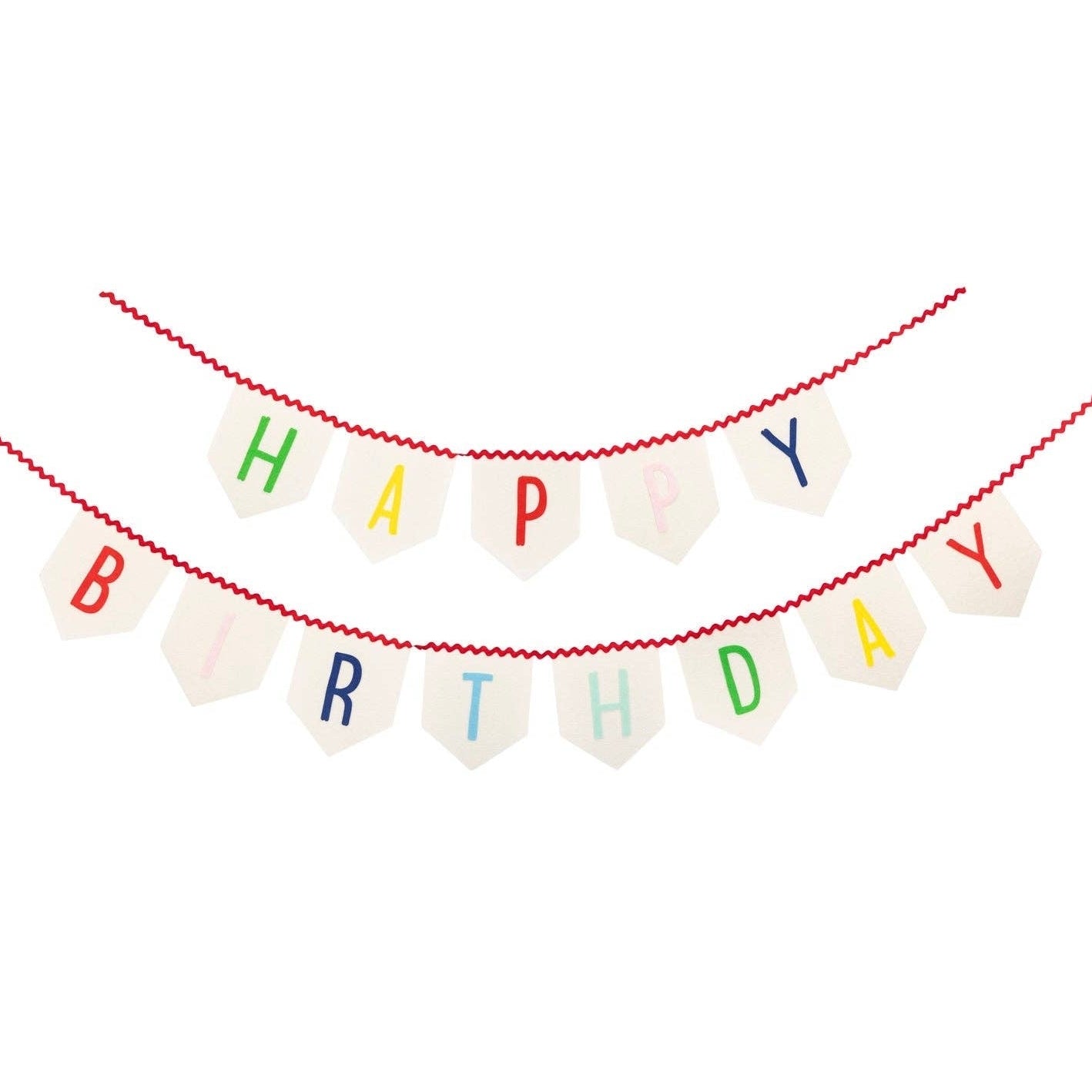 Happy Birthday Ric Rac Felt Banner - bubblegum market