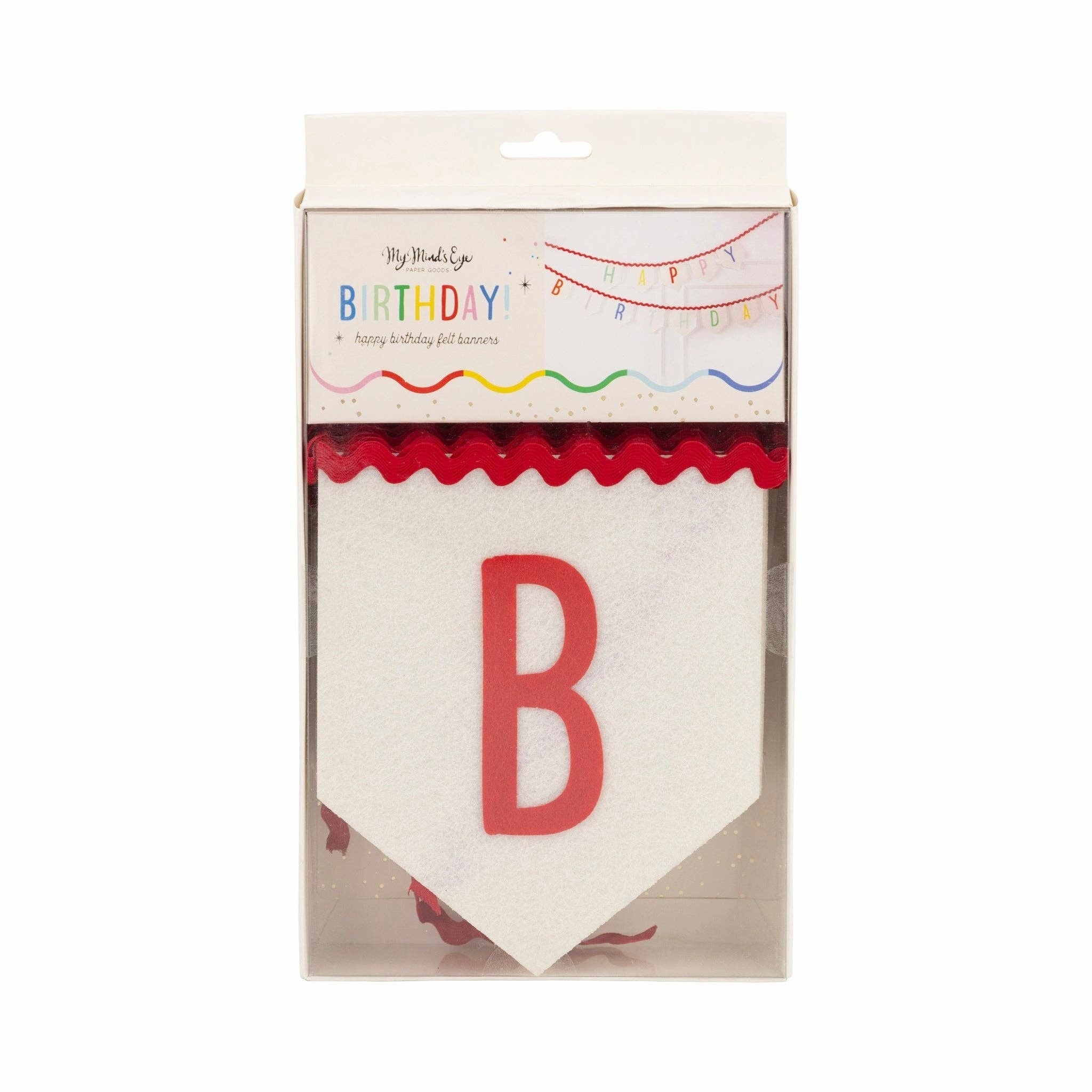 Happy Birthday Ric Rac Felt Banner - bubblegum market