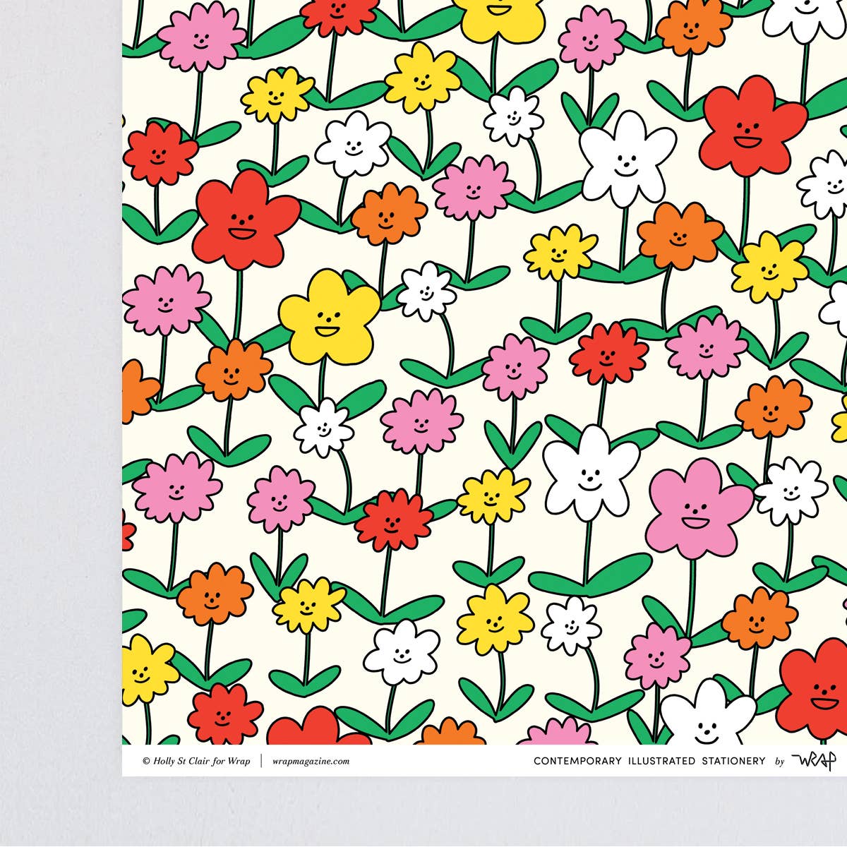 'Happy Flowers' Gift Wrap Sheet - bubblegum market